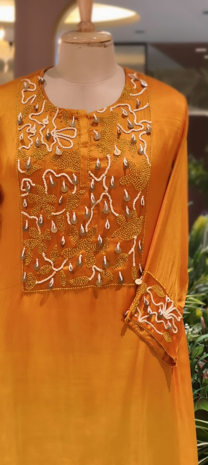 Cut-Dana Sequence Taselled Rich Yoke Flowy Crepe High-Low Matching Indo Co-Ord Set- 16931