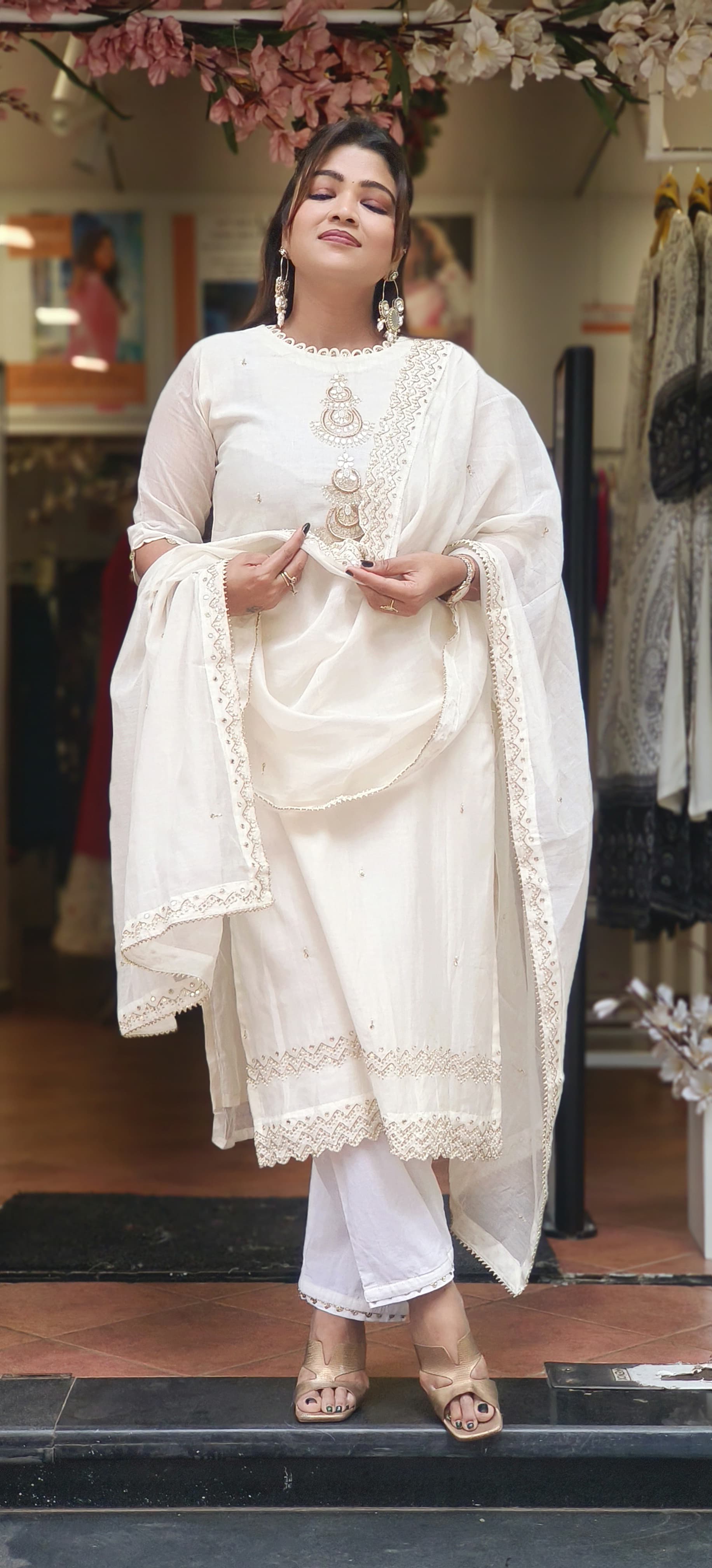 Chanderi Silk Beautiful Neck Embroidery Straight Cut Kurta Pant With Beautiful Embroidered Dupatta-