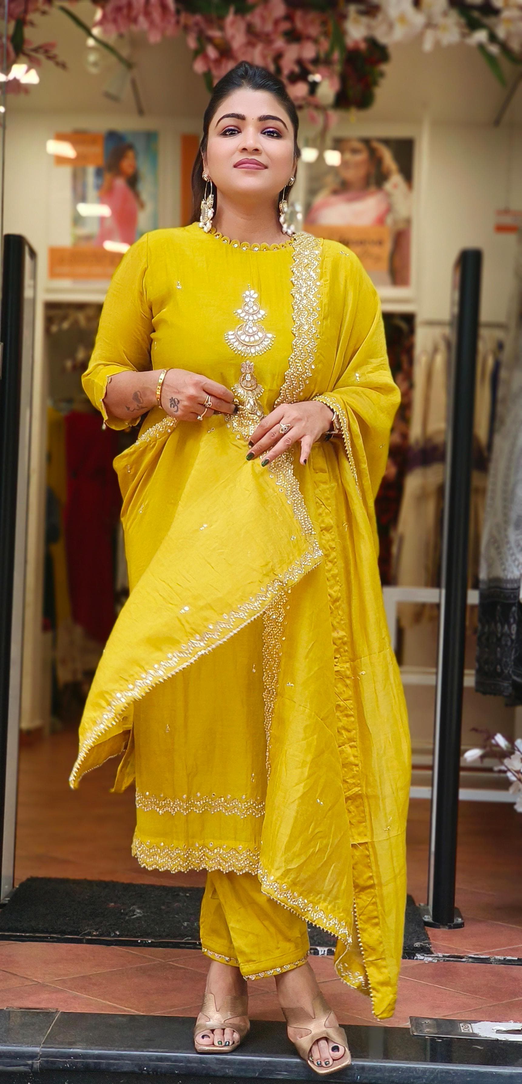 Chanderi Silk Beautiful Neck Embroidery Straight Cut Kurta Pant With Beautiful Embroidered Dupatta-