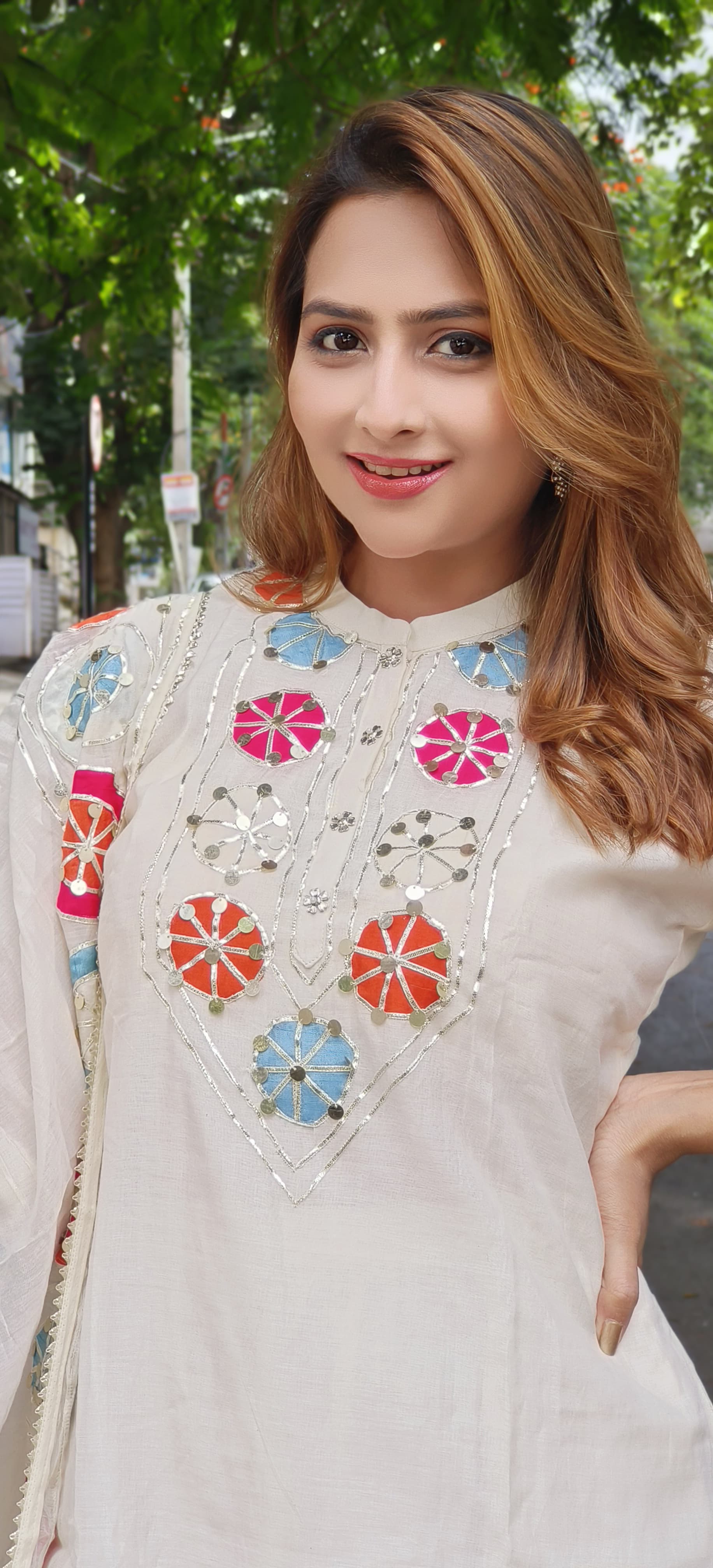 Pure Mul Chanderi Embroidered Full Suit Set