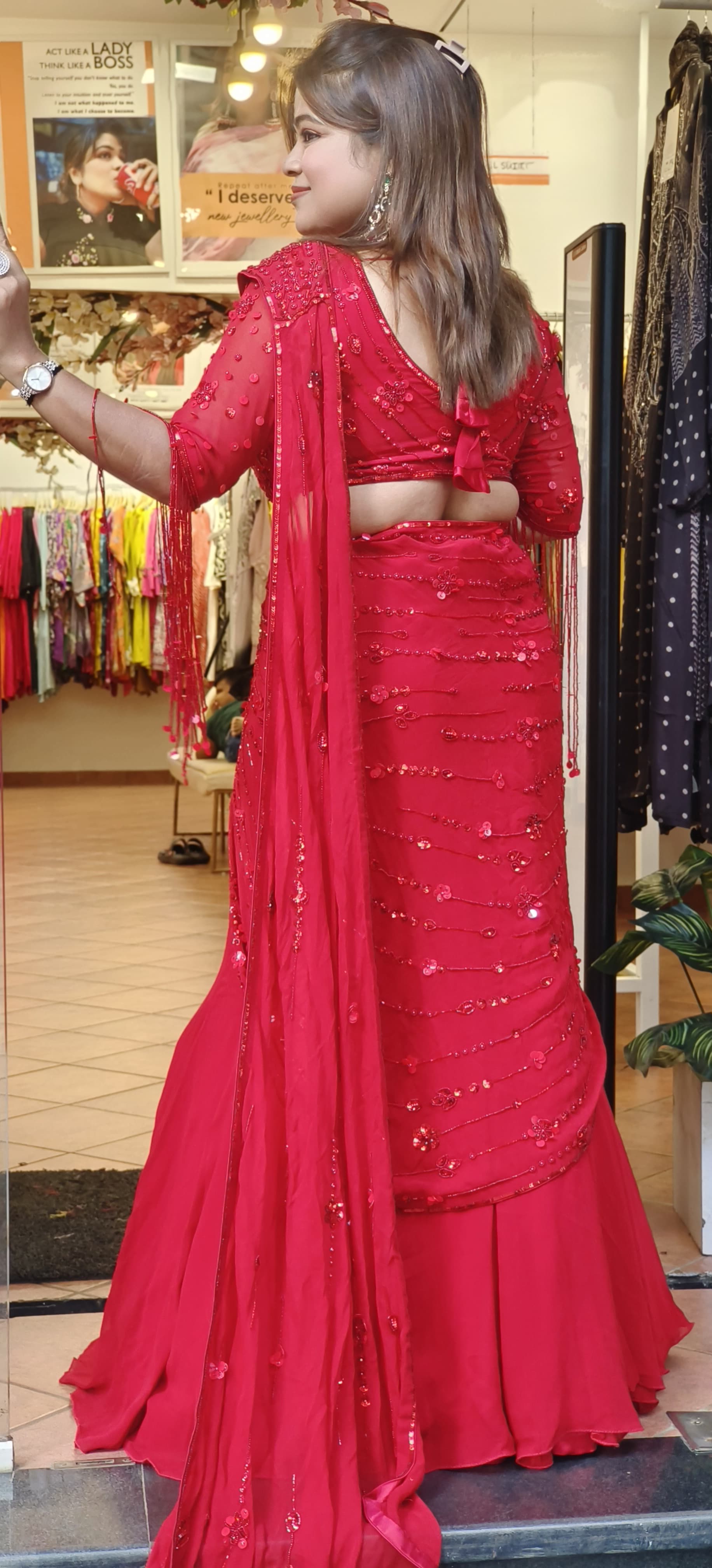 Stunning Georgette Embellished Lehenga Set with Stylish Sleeves DRY WASH-ONLY ON ORDERS DISPATCHING AFTER 30 DAYS