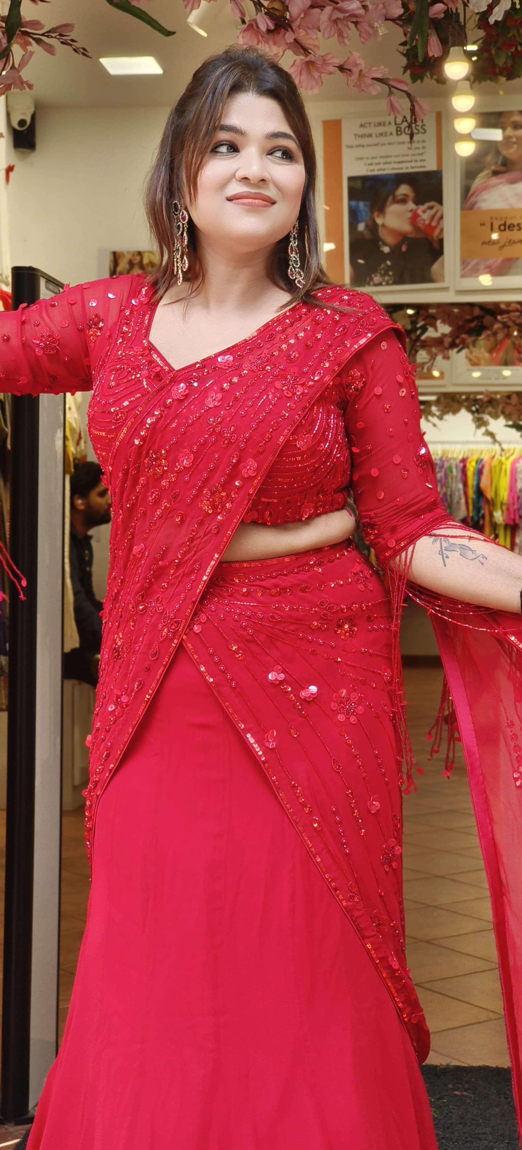 Stunning Georgette Embellished Lehenga Set with Stylish Sleeves DRY WASH-ONLY ON ORDERS DISPATCHING AFTER 30 DAYS