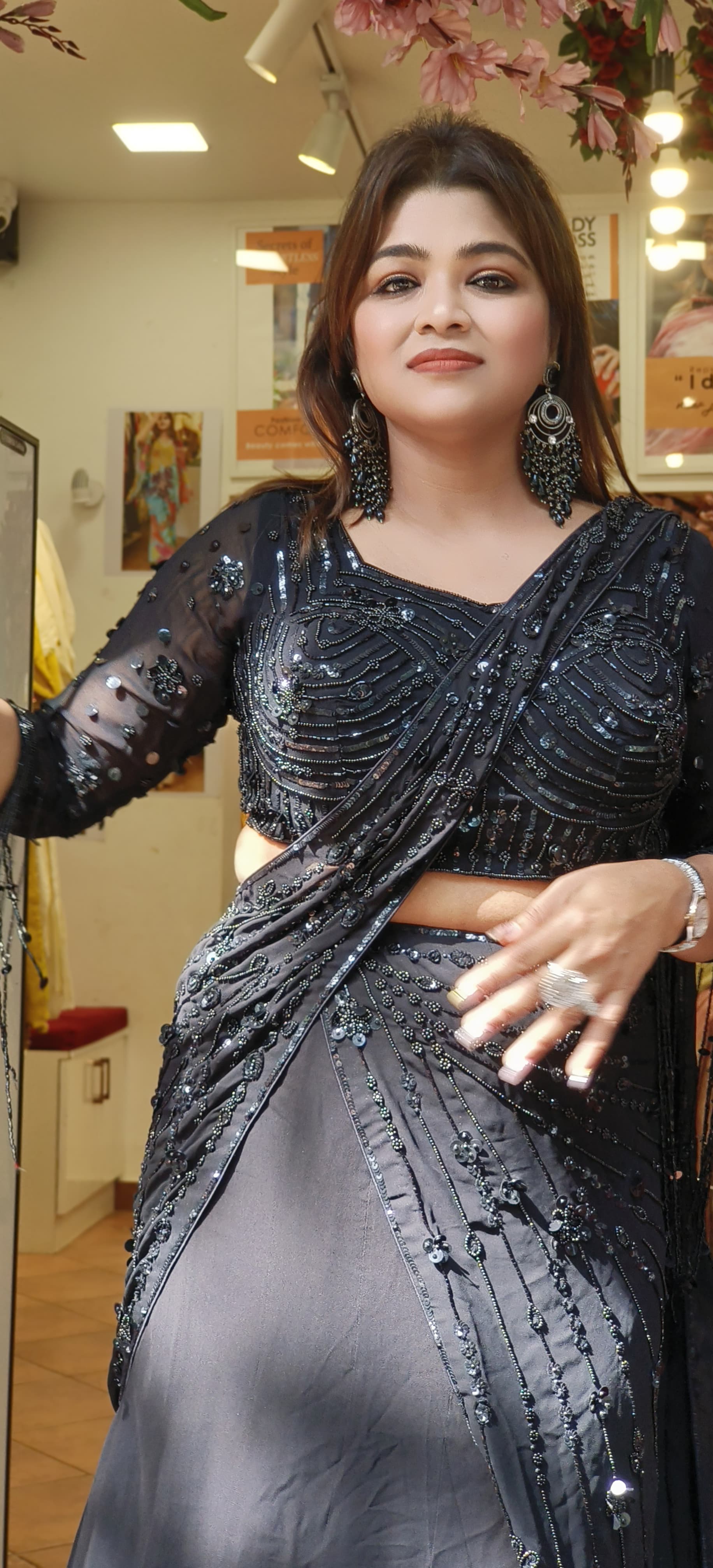 Stunning Georgette Embellished Lehenga Set with Stylish Sleeves DRY WASH-ONLY ON ORDERS DISPATCHING AFTER 30 DAYS