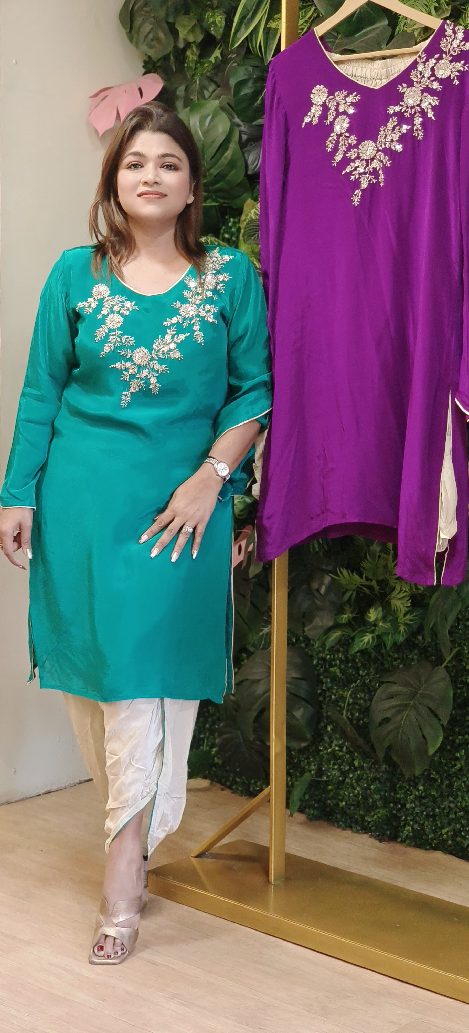 Stylish Indo western Pure Crepe Cut dana Work Kurta With Tulip Pant-DRYWASH