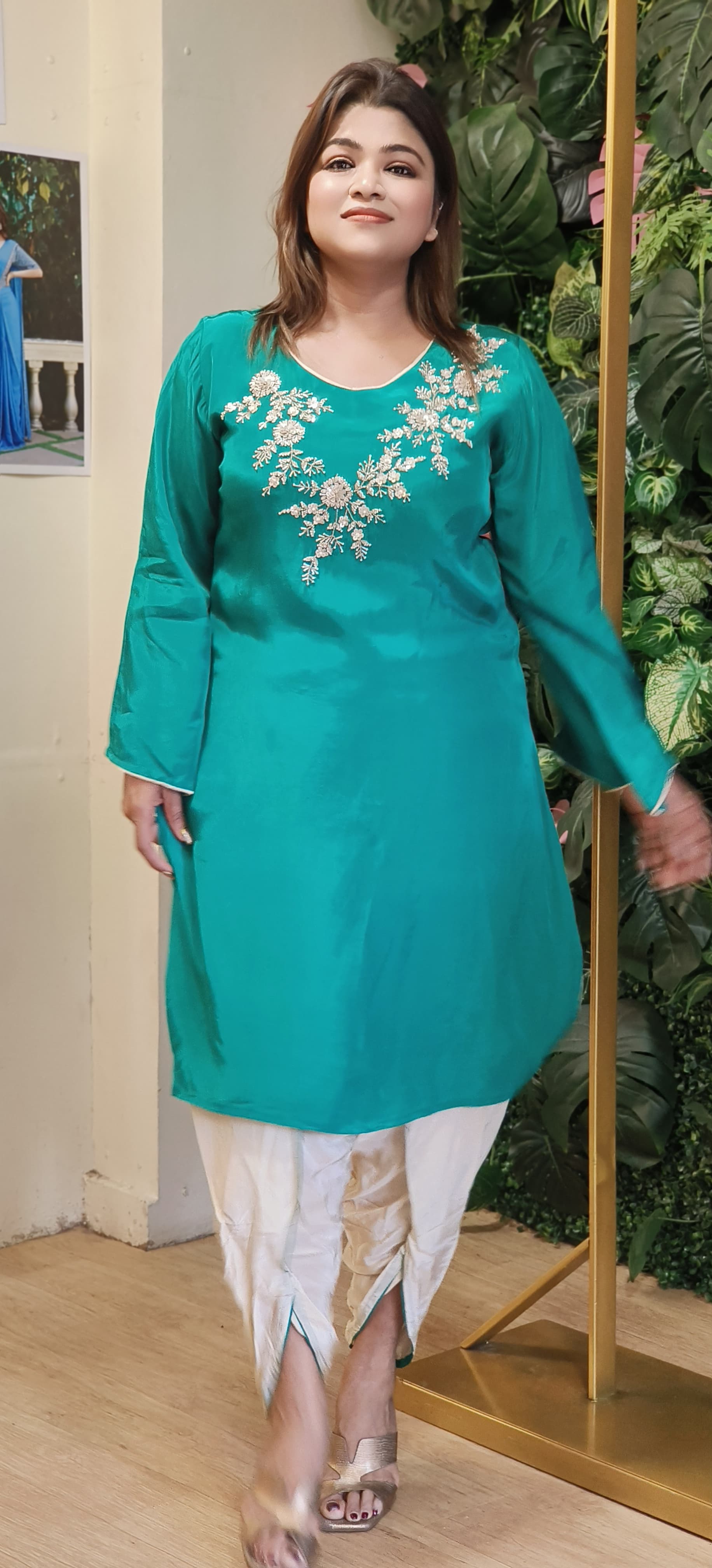 Stylish Indo western Pure Crepe Cut dana Work Kurta With Tulip Pant-DRYWASH