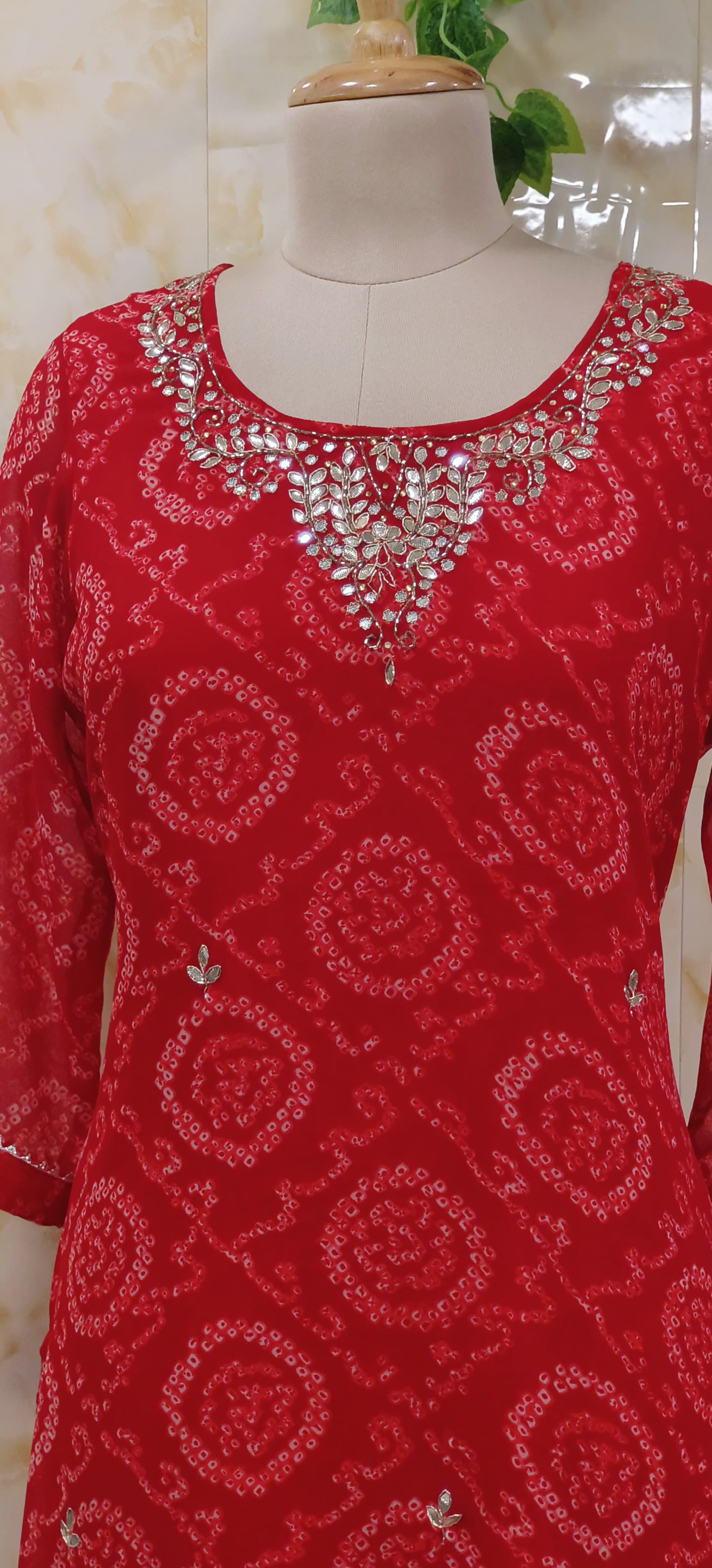Bandani Print Georgette Only Kurti