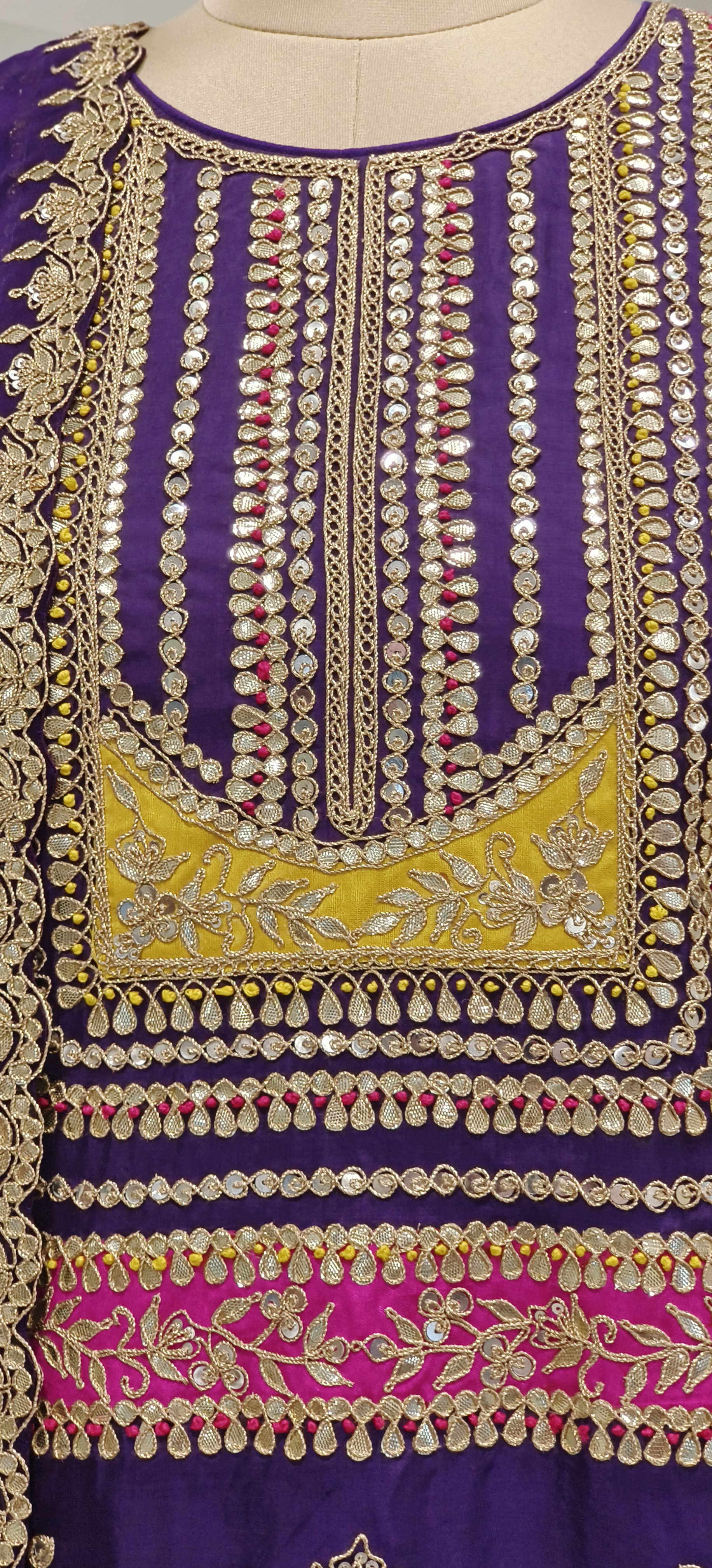 Beautiful Gotapatti And Zardosi Embroidery Blouse And Lehanga With Organza Dupatta- DRYWASHONLY -(Dispatching After 20Days)