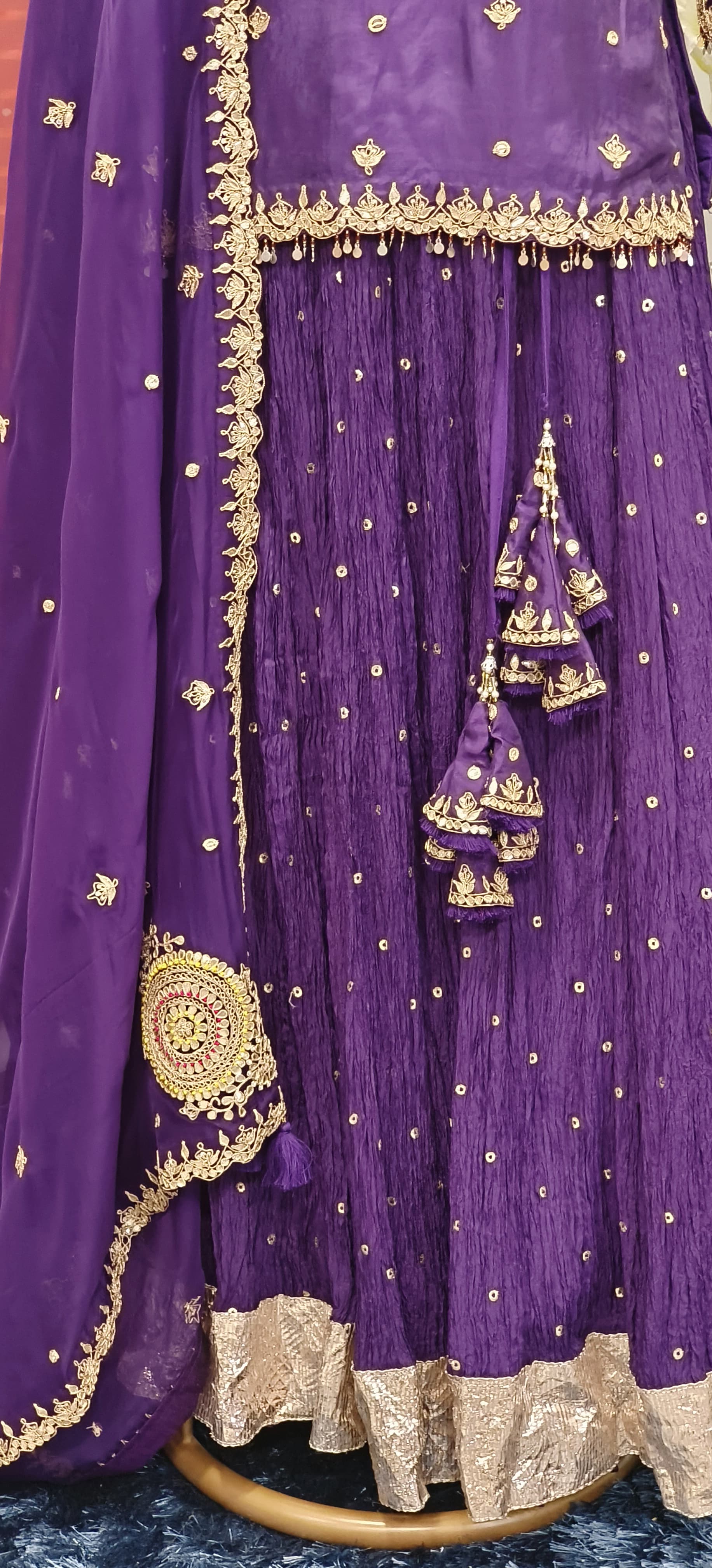 Beautiful Gotapatti And Zardosi Embroidery Blouse And Lehanga With Organza Dupatta- DRYWASHONLY -(Dispatching After 20Days)