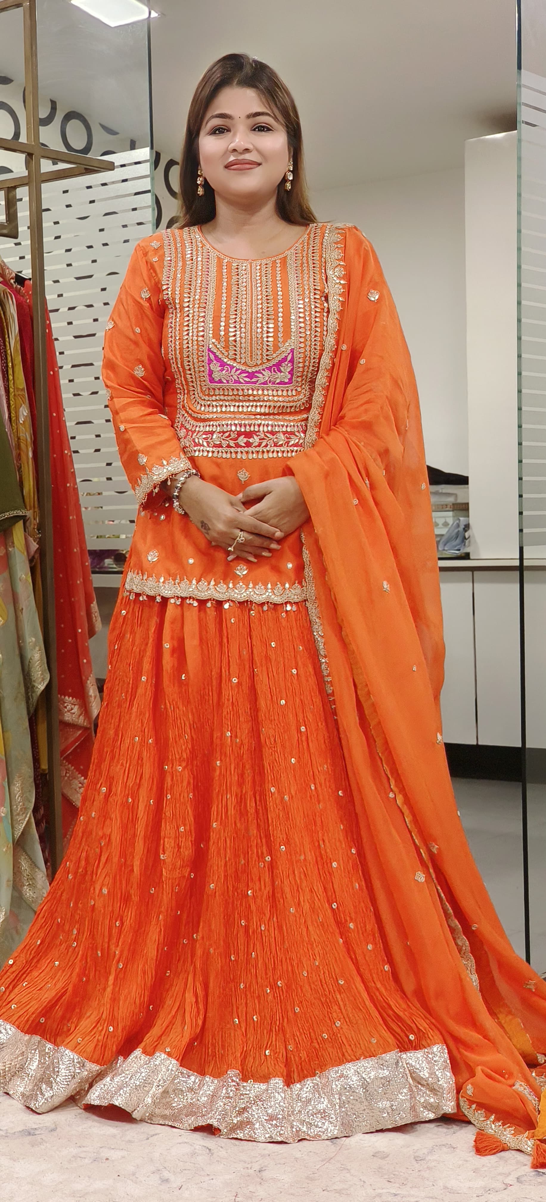 Beautiful Gotapatti And Zardosi Embroidery Blouse And Lehanga With Organza Dupatta- DRYWASHONLY -(Dispatching After 20Days)
