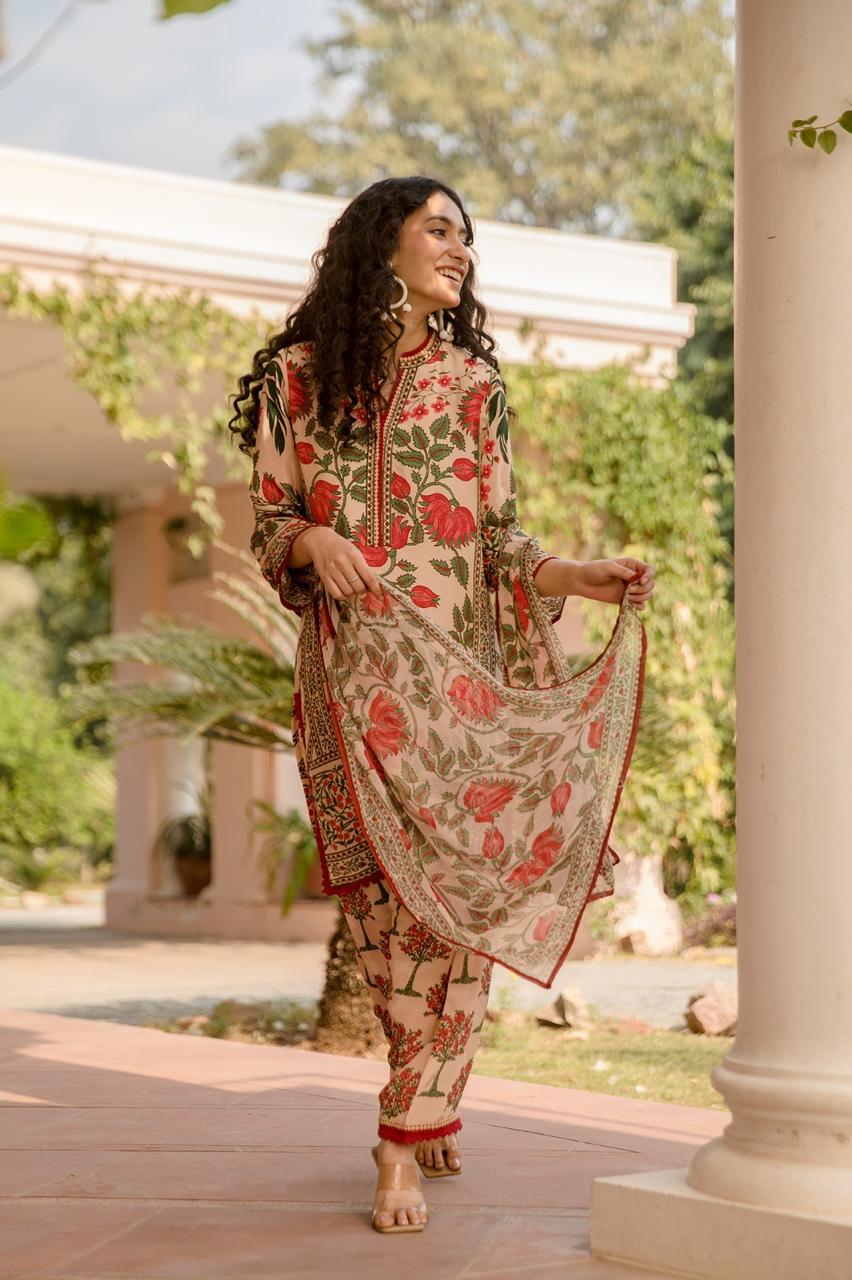 Pure Crape Floral Printed Full Set-08171