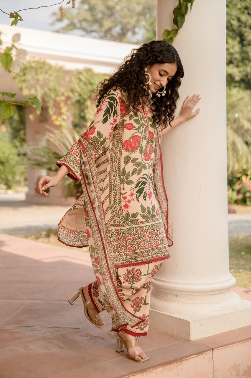 Pure Crape Floral Printed Full Set-08171