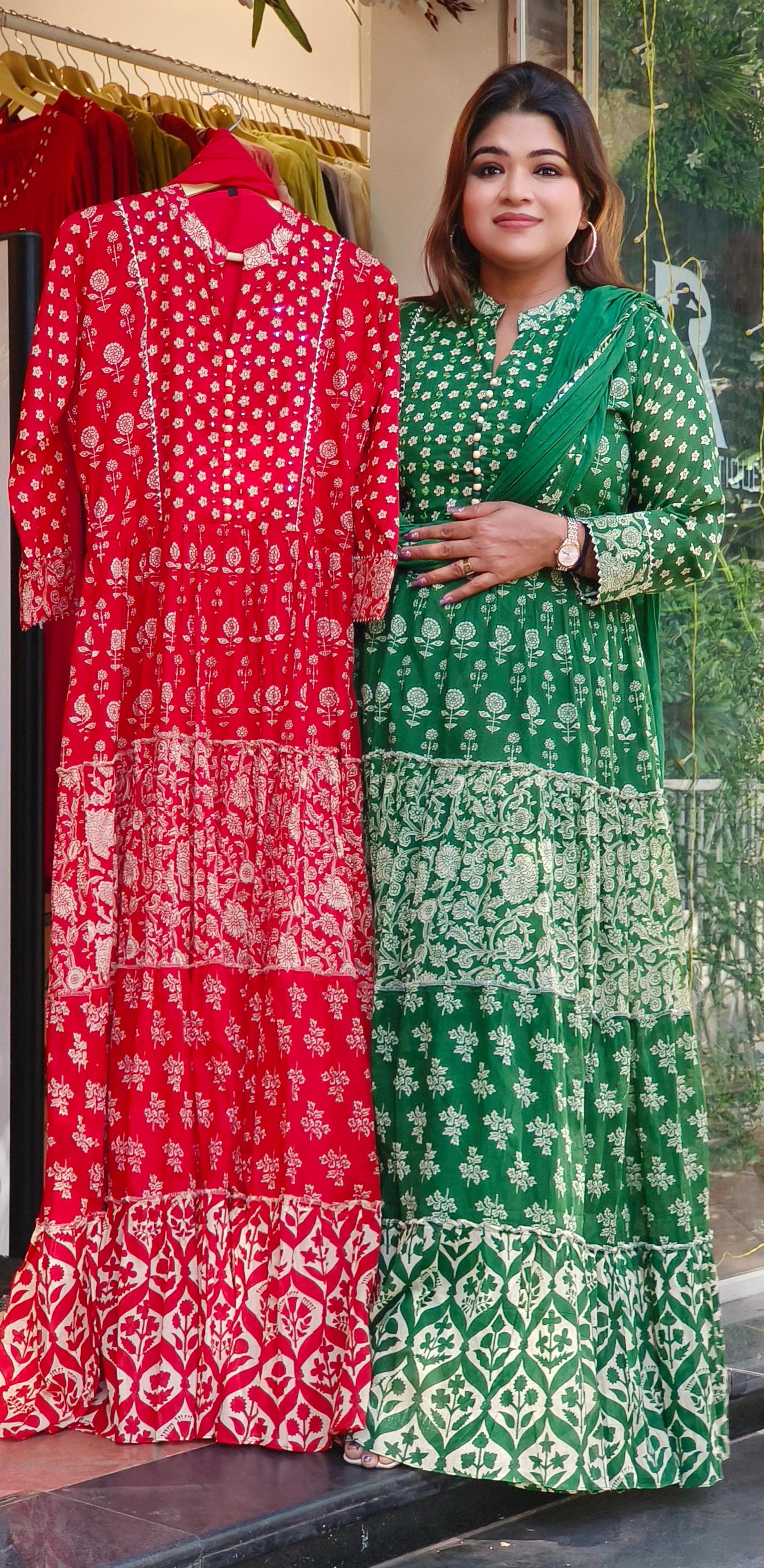 Pure Mul Cotton Floral Printed Floor Length Printed Gown