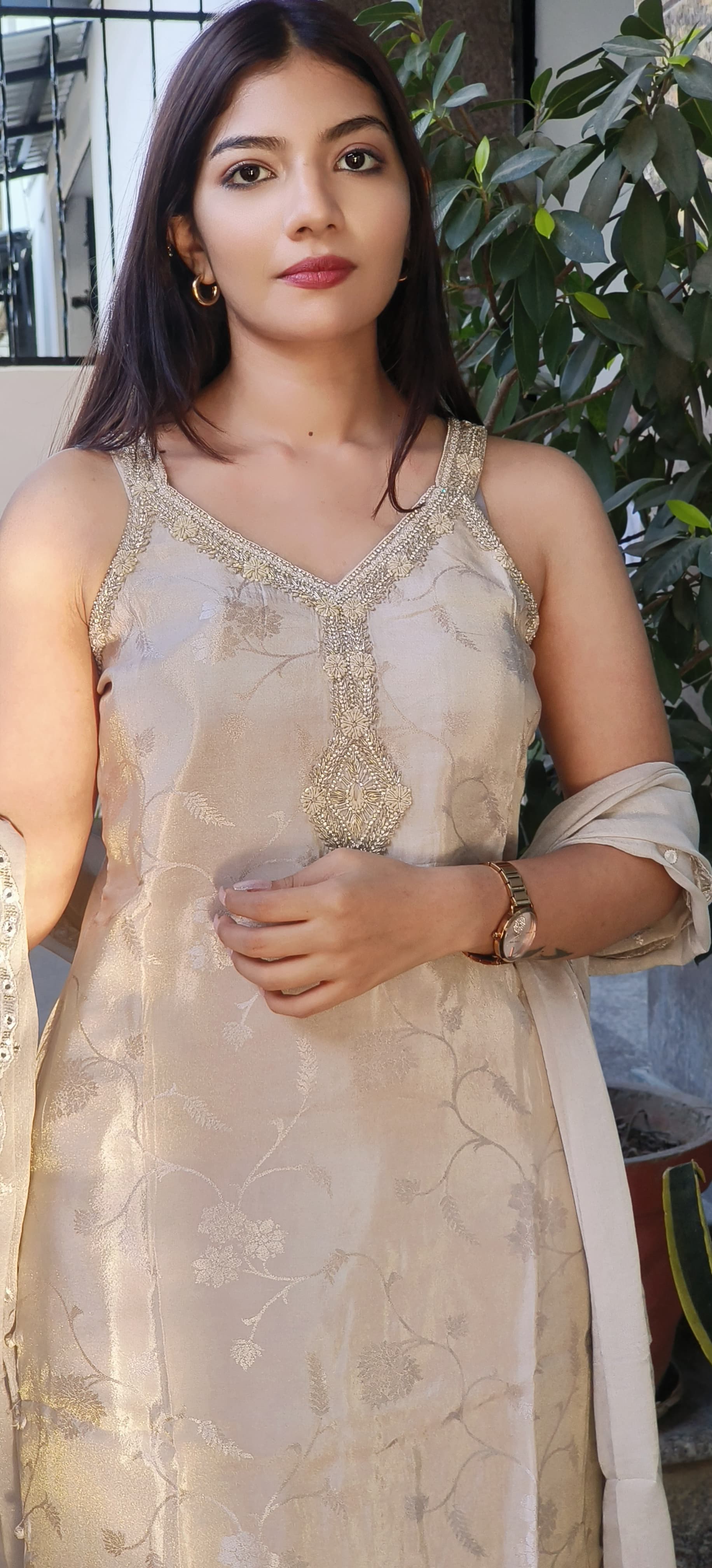 Radiant Tissue Zardosi Embroidered Neckline With Tulip Pant And Dupatta and separate Slevees-08801-08678-08800-08802-08803