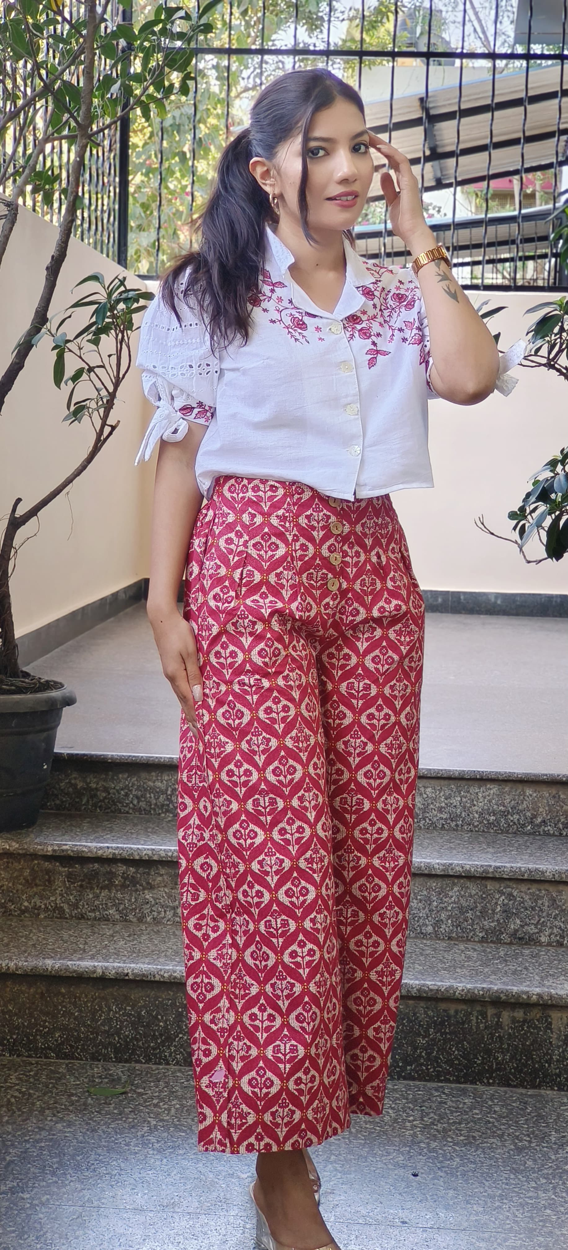 Beautiful Flex Cotton Embroidered Co-Ord Set-08759