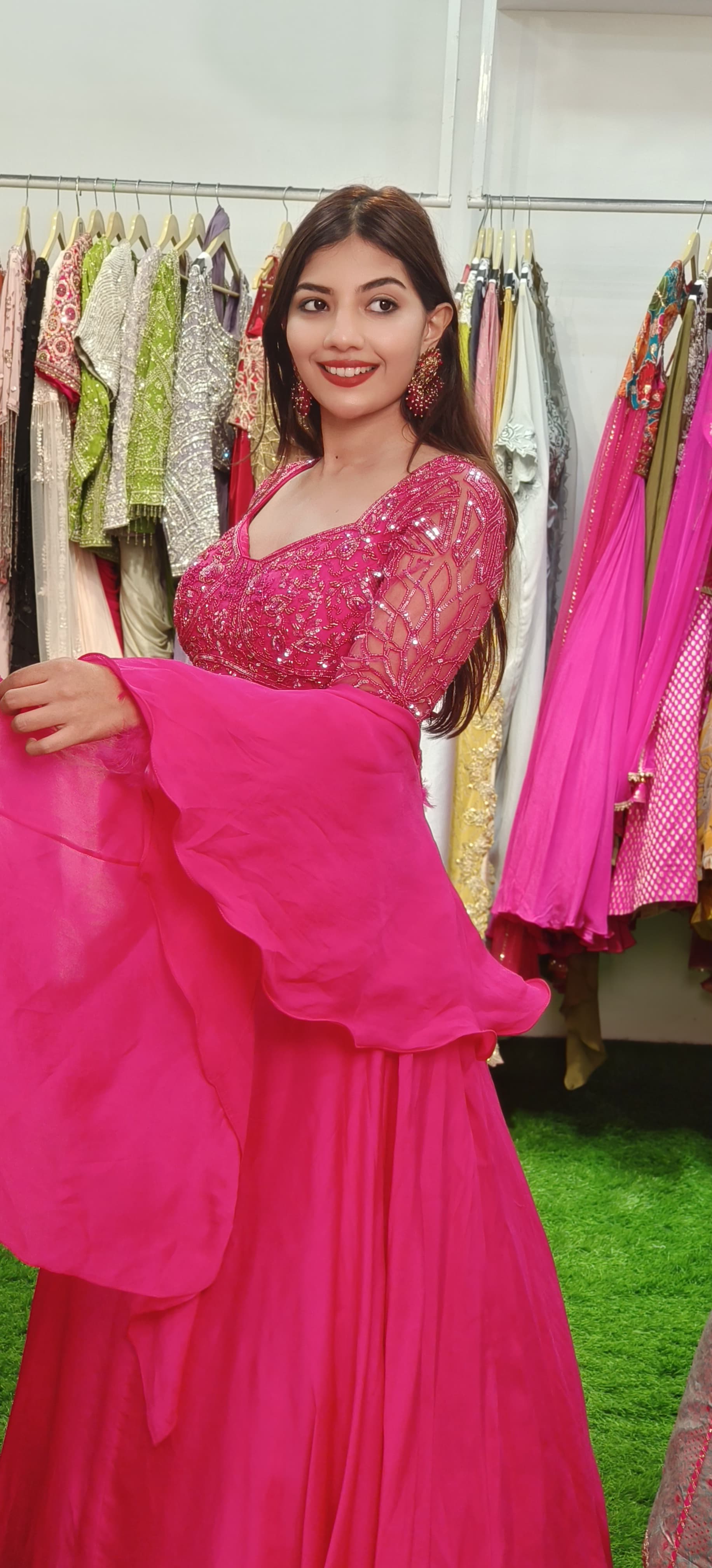 Opulent Bead-Embellished Full-Sleeve Blouse Ensemble with Coordinated Skirt and Dupatta ONLY ON ORDERS DISPATCHING AFTER 30 DAYS