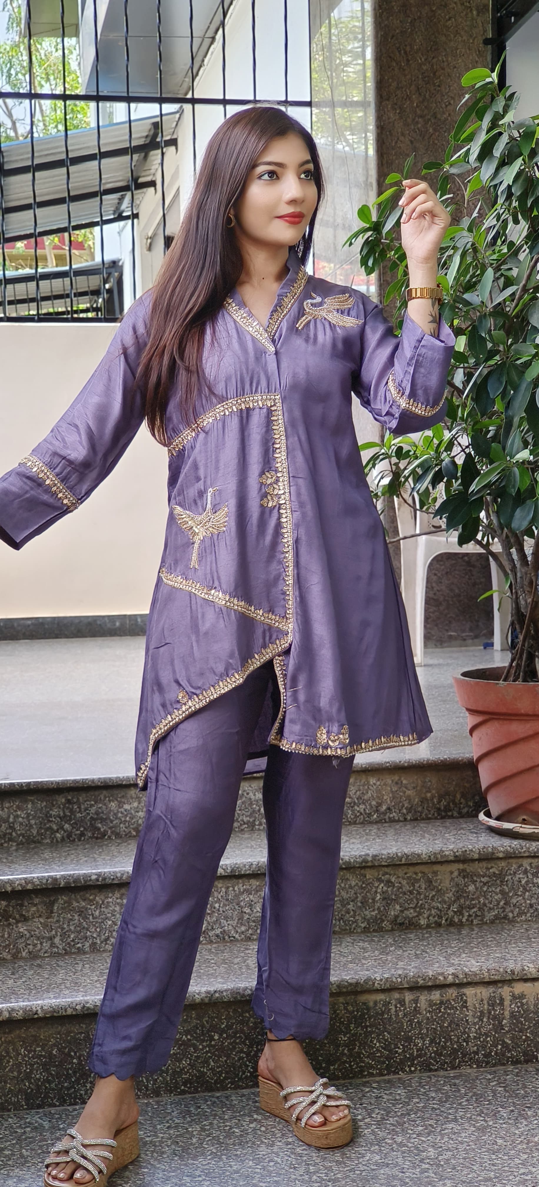 Elegant Silk Indo-Western Kurta Pant Set – A Fusion of Tradition & Contemporary Style with Intricate Embroidery 09298,09296,09297