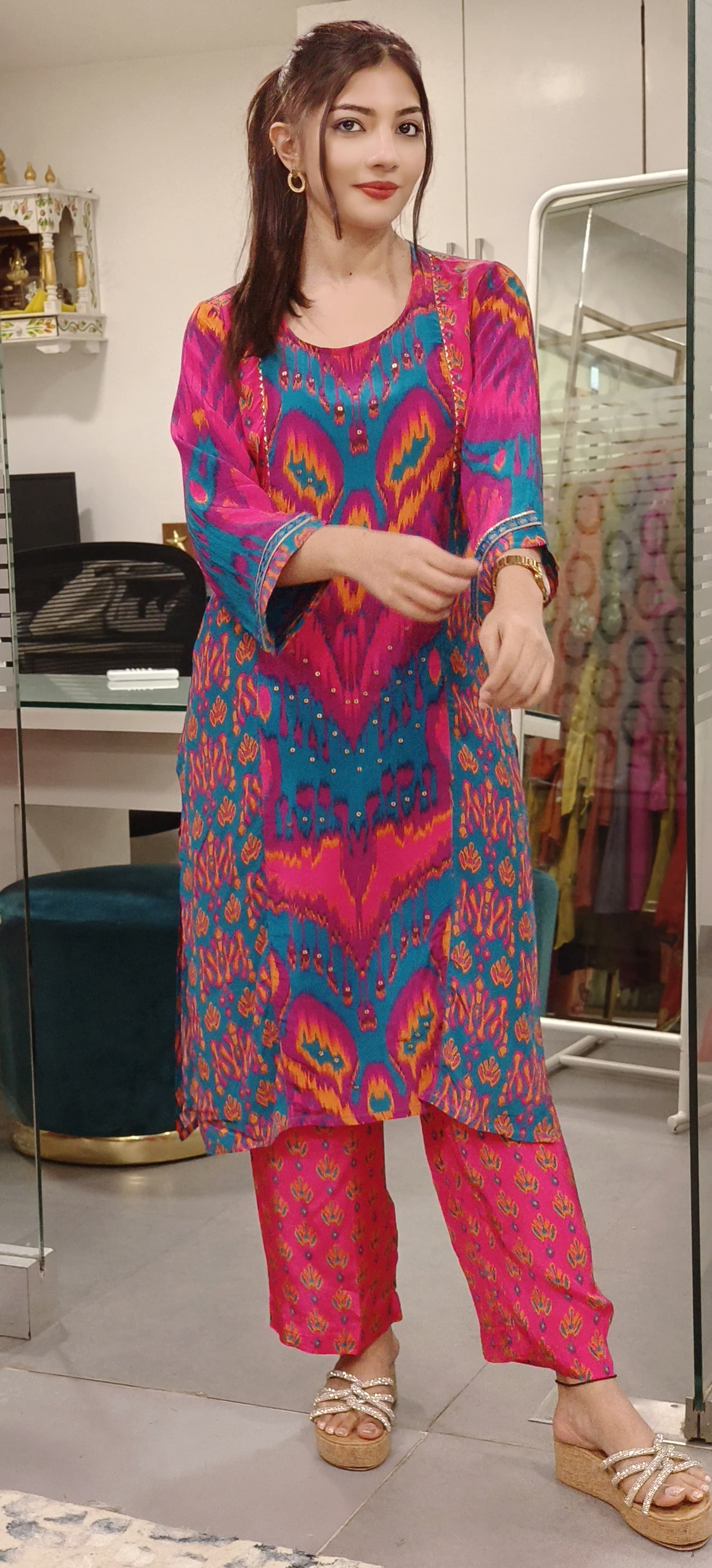 Bright Shade Printed Kurta pant