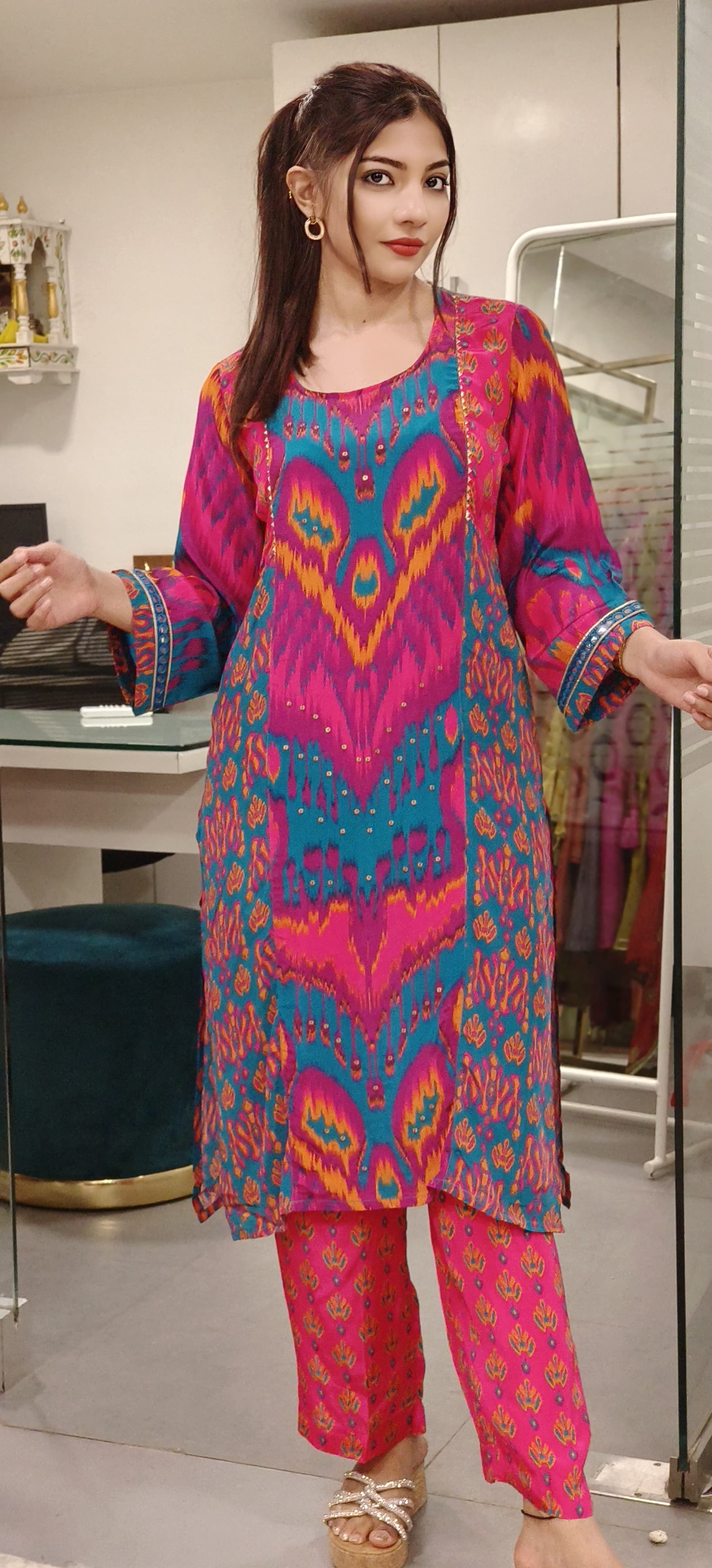 Bright Shade Printed Kurta pant