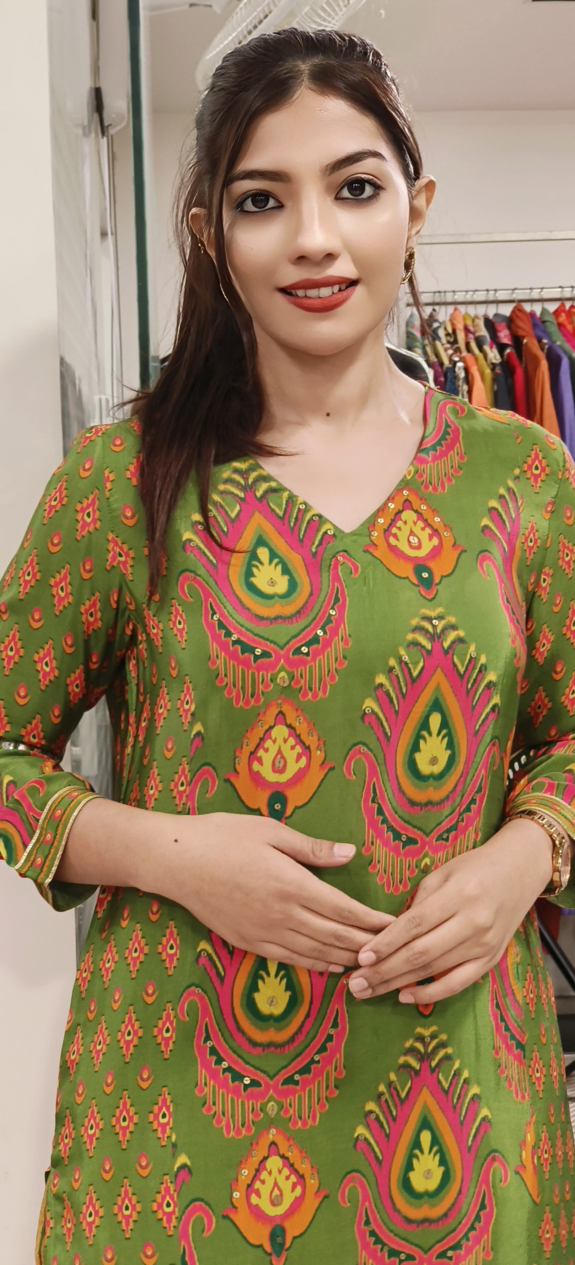 Pure Crape Printed Stylish Kurta Pant