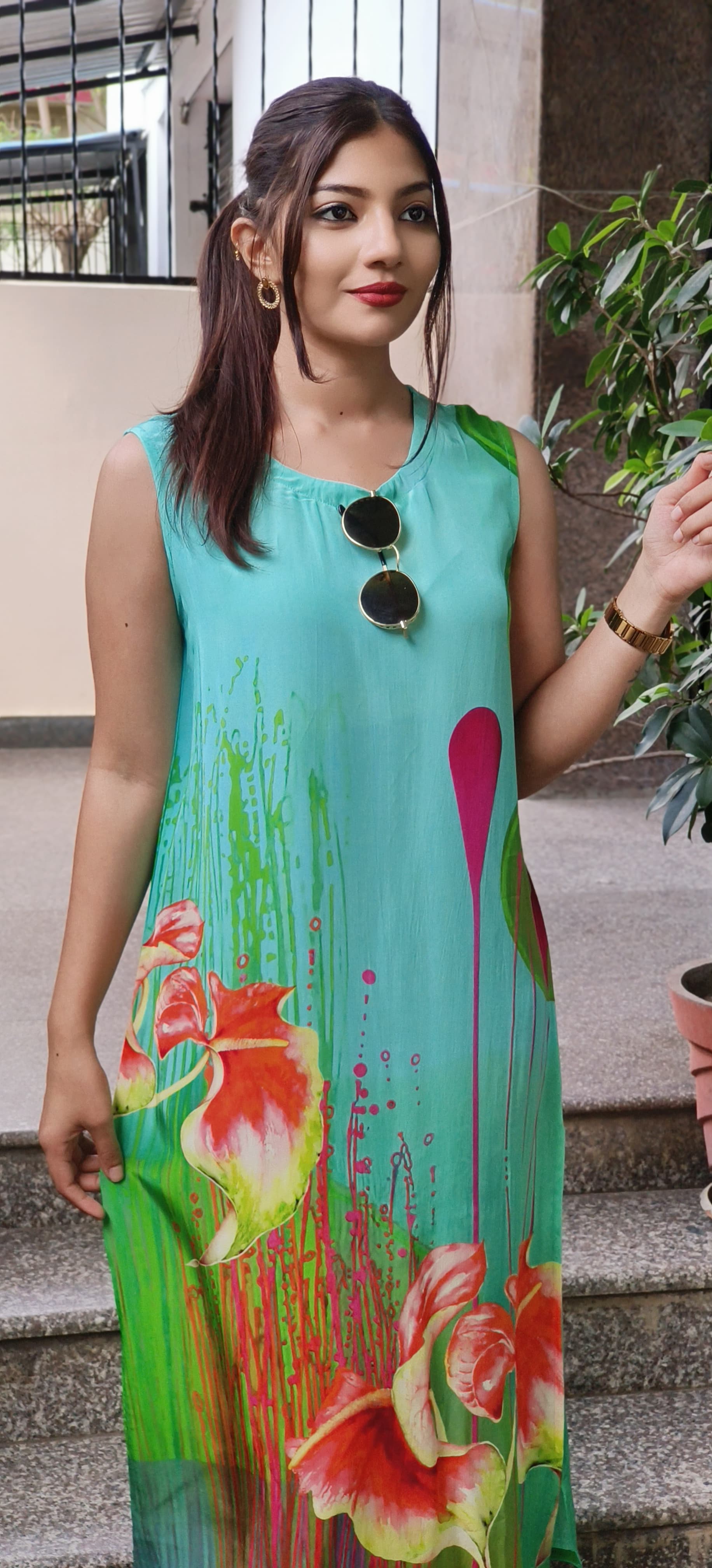 Vibrant Flow– Side Slit Designer Frock for Effortless Elegance In Crepe Fabric 09126 ,09127