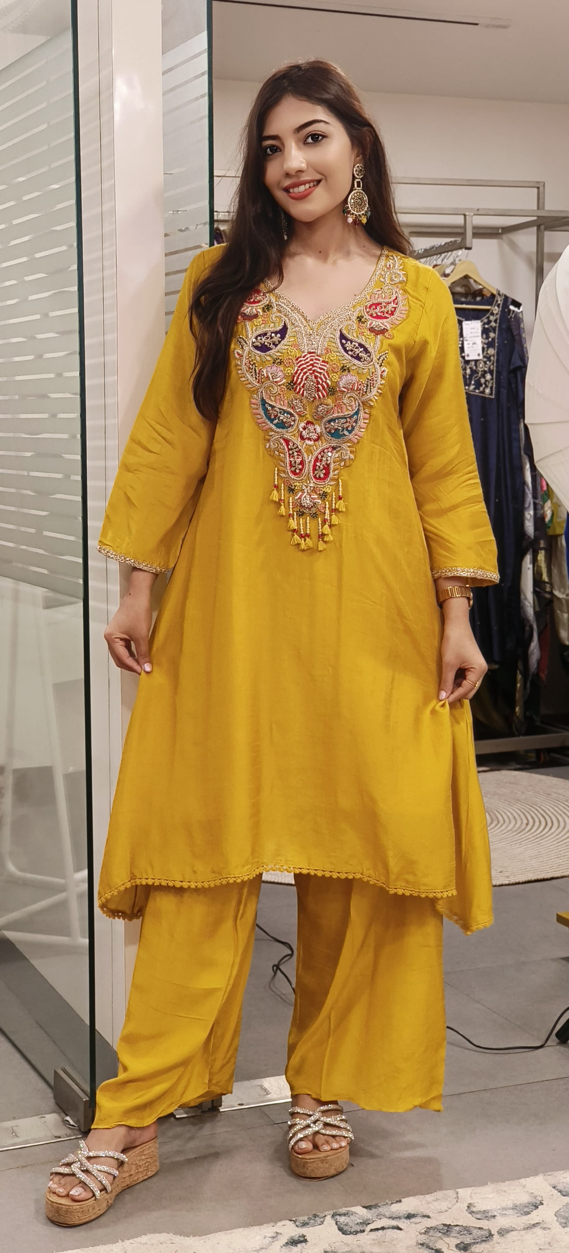 Beautiful Dola Silk Fabric zardosi embroidery work Hi low indowestern kurta pant 09028,09027,09022