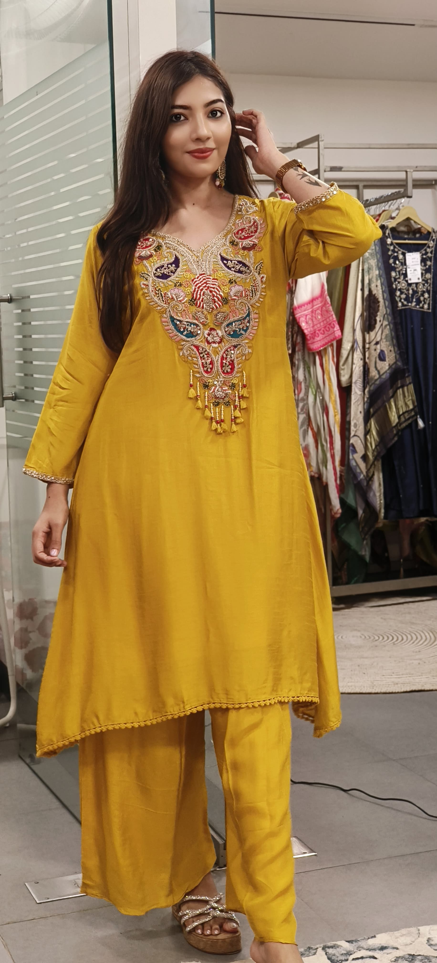 Beautiful Dola Silk Fabric zardosi embroidery work Hi low indowestern kurta pant 09028,09027,09022