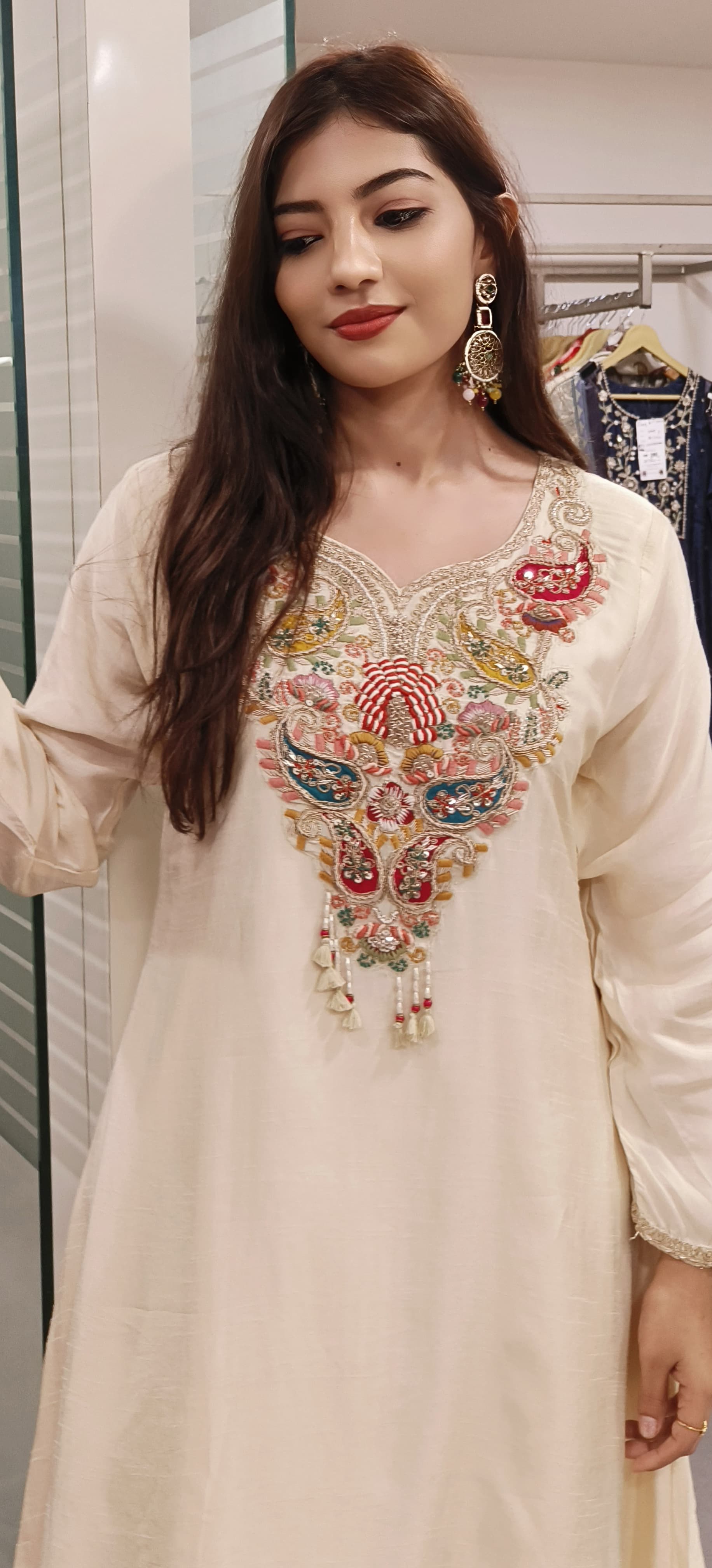 Beautiful Dola Silk Fabric zardosi embroidery work Hi low indowestern kurta pant 09028,09027,09022