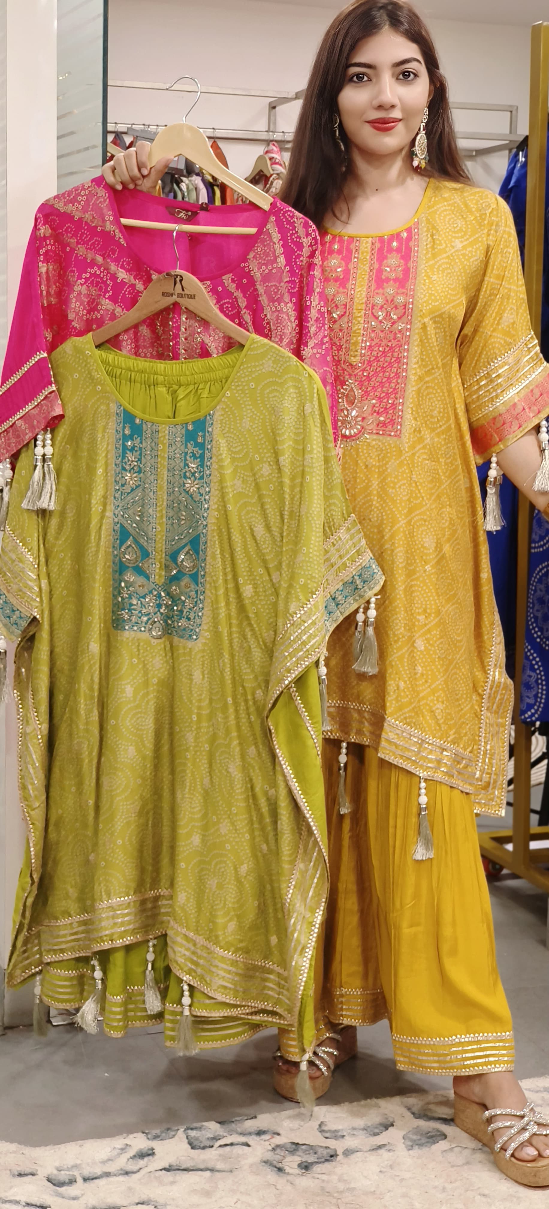 Embroidered Banarasi Kaftan Set with Sharara A Perfect Fusion of Elegance and Comfort 08926,08927,08928