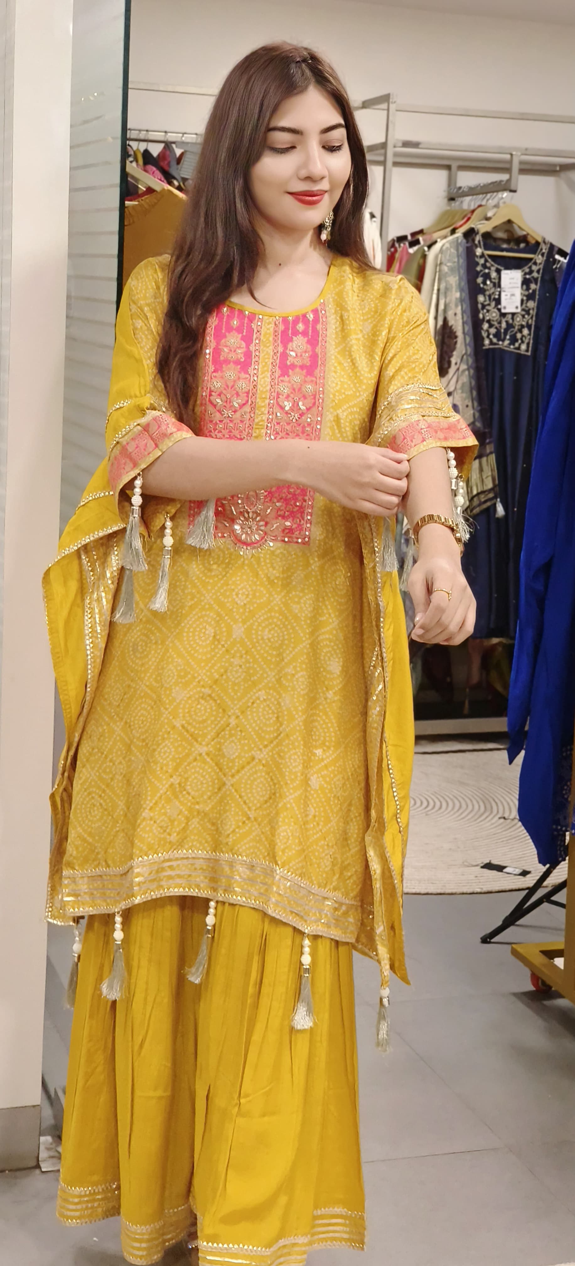 Embroidered Banarasi Kaftan Set with Sharara A Perfect Fusion of Elegance and Comfort 08926,08927,08928