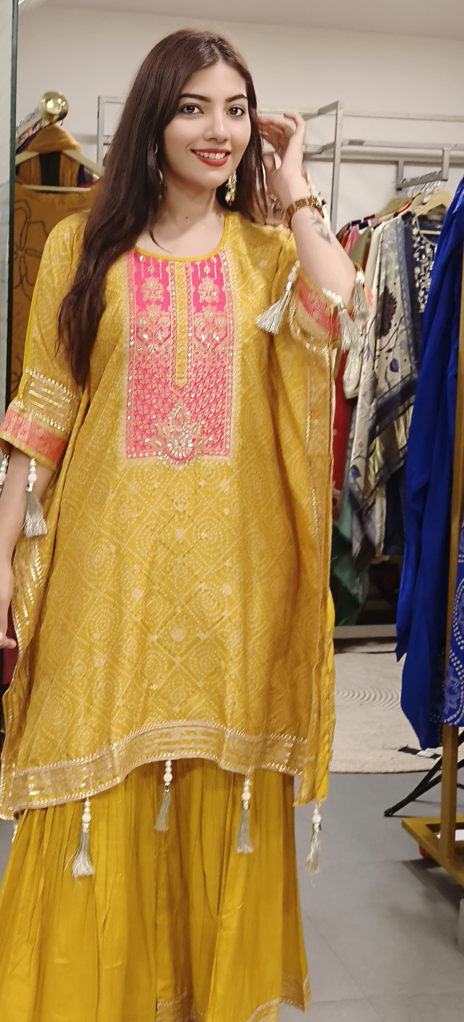 Embroidered Banarasi Kaftan Set with Sharara A Perfect Fusion of Elegance and Comfort 08926,08927,08928