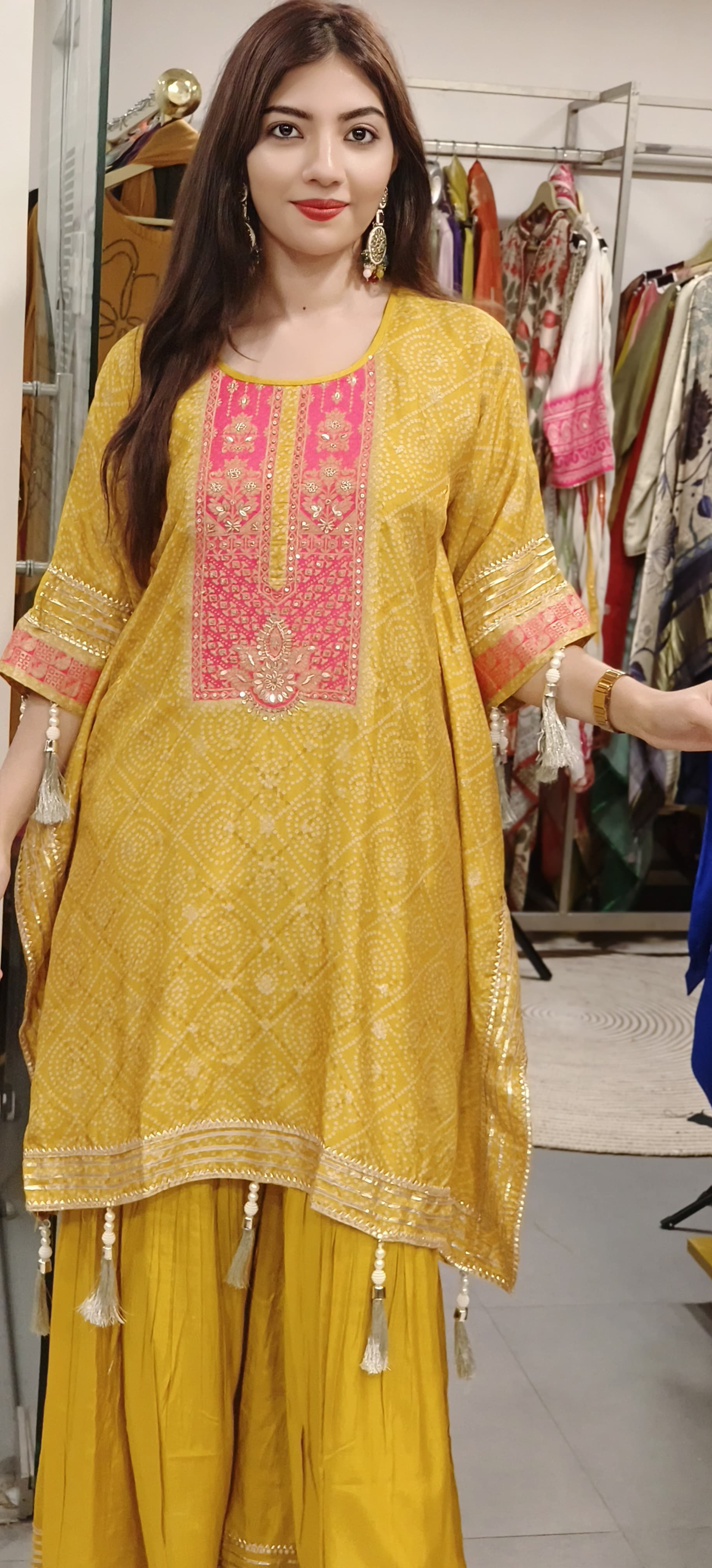 Embroidered Banarasi Kaftan Set with Sharara A Perfect Fusion of Elegance and Comfort 08926,08927,08928