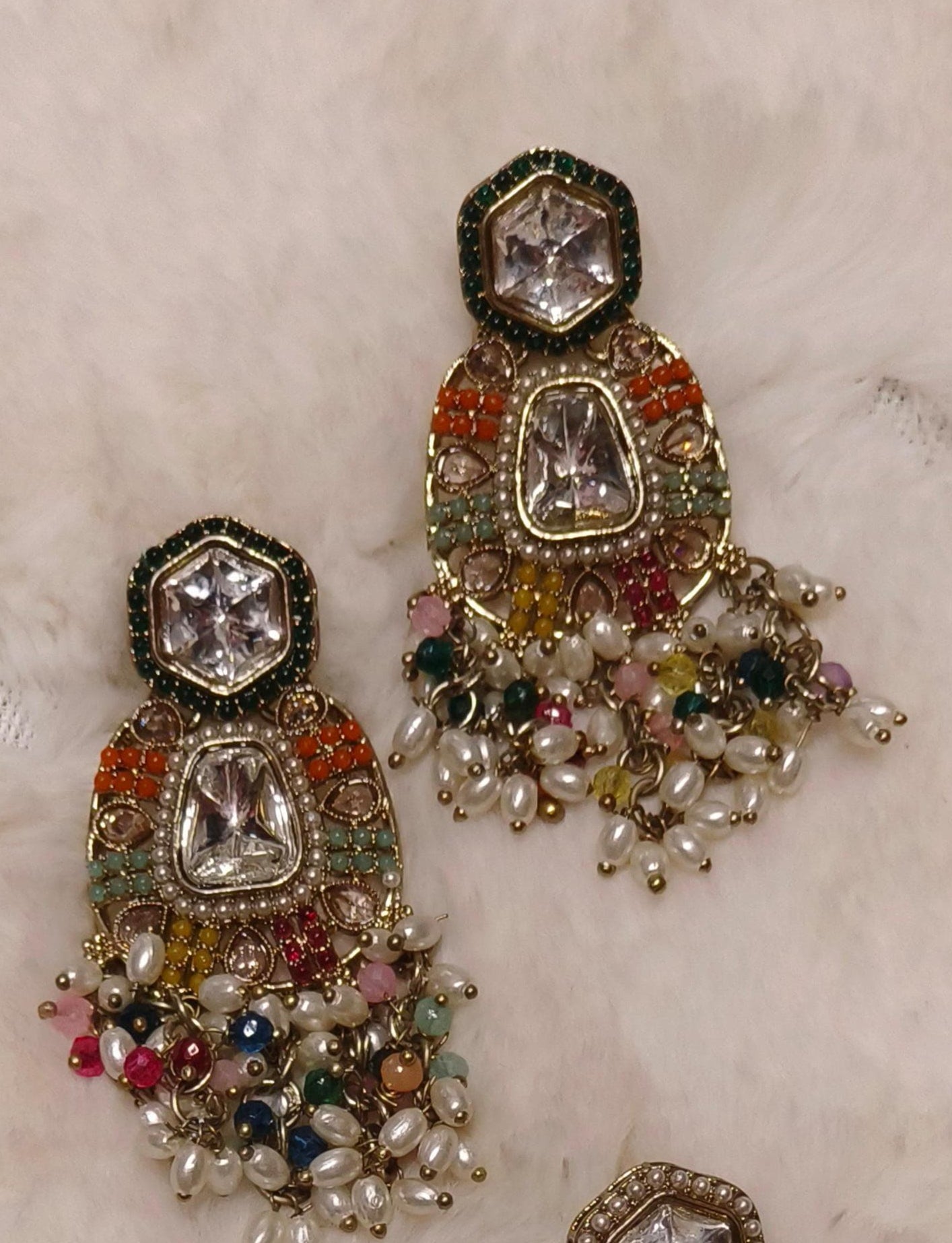Kundan & Beads Studded Ethnic Dangle Earring Traditional Stylish