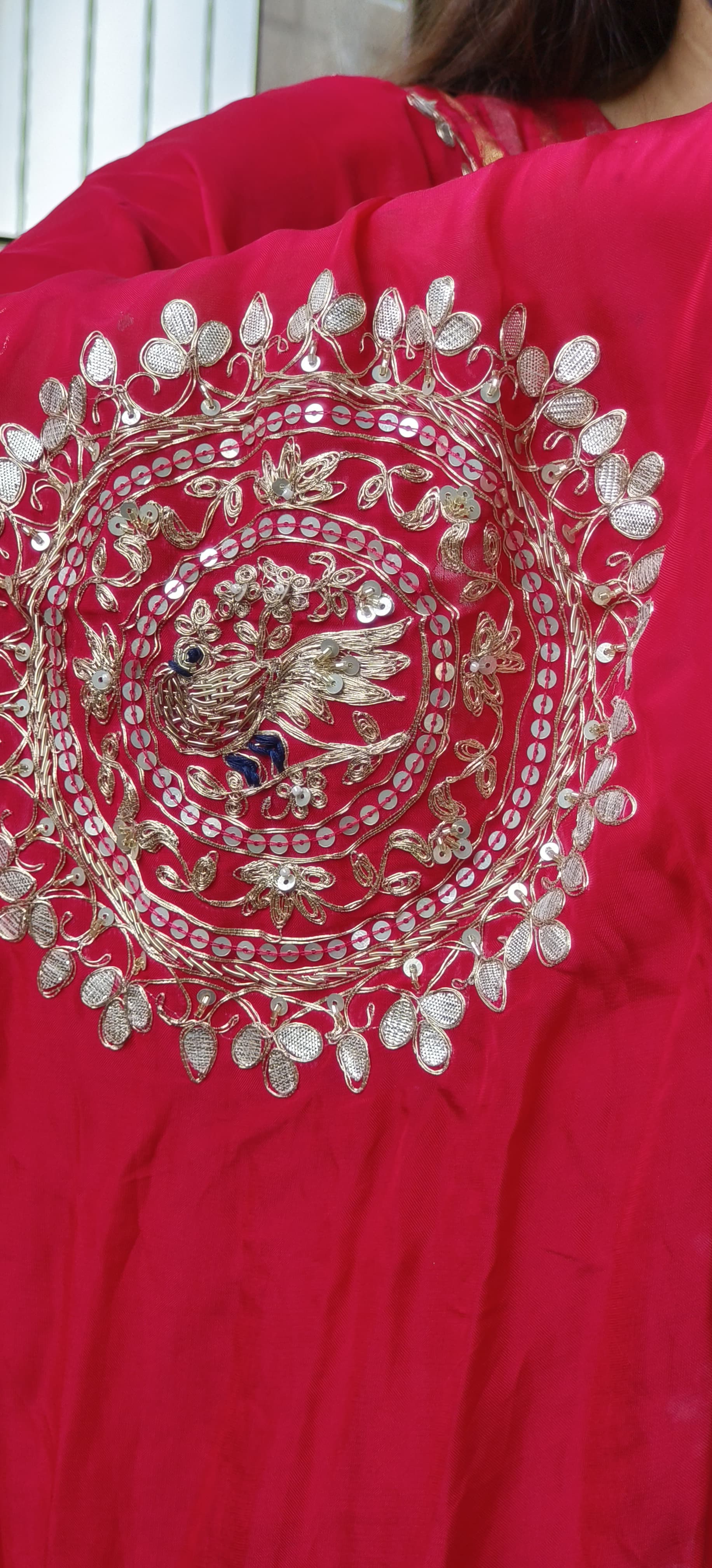 Beautiful Soft Organza Shimmer Tissue Full Kurta With Embroidered Organza Dupatta Set-9517