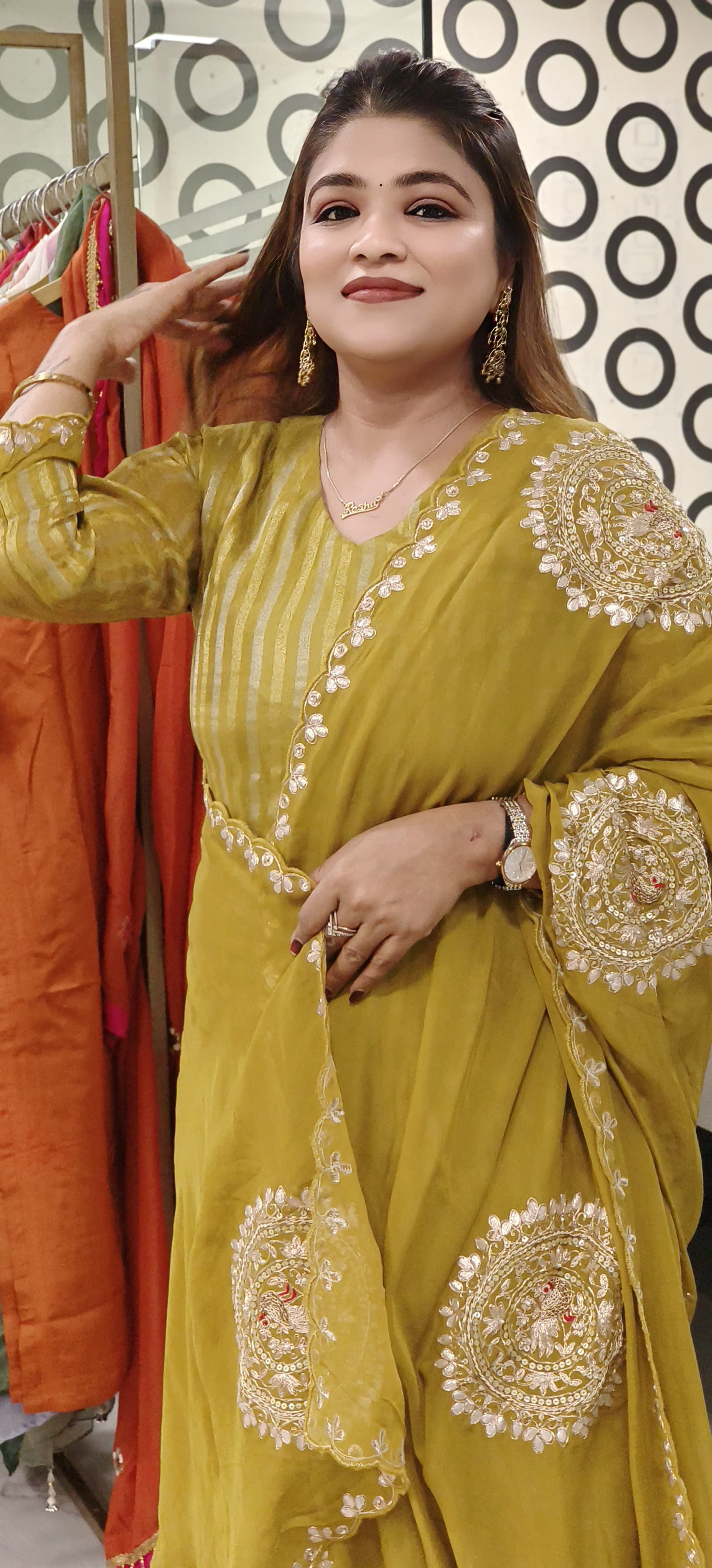 Beautiful Soft Organza Shimmer Tissue Full Kurta With Embroidered Organza Dupatta Set-9517