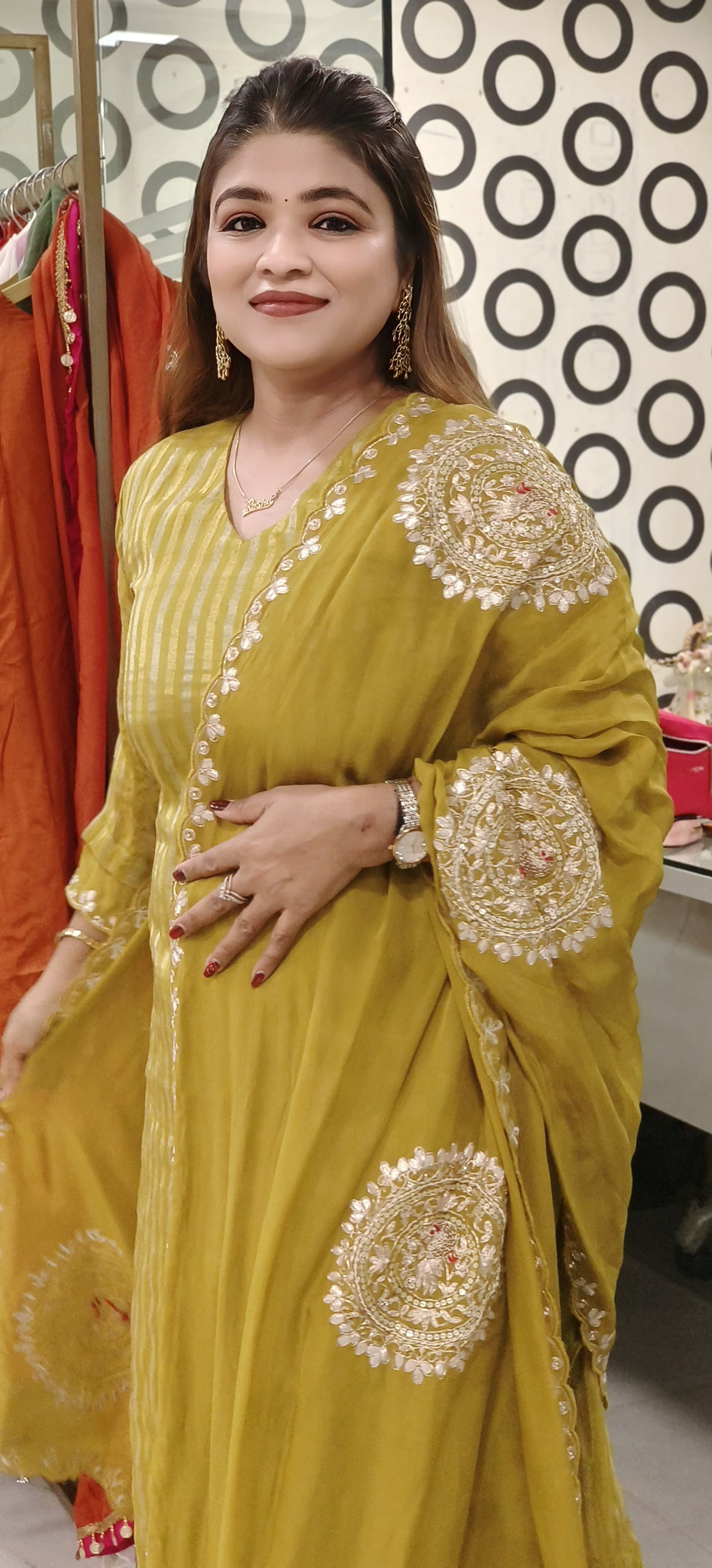 Beautiful Soft Organza Shimmer Tissue Full Kurta With Embroidered Organza Dupatta Set-9517