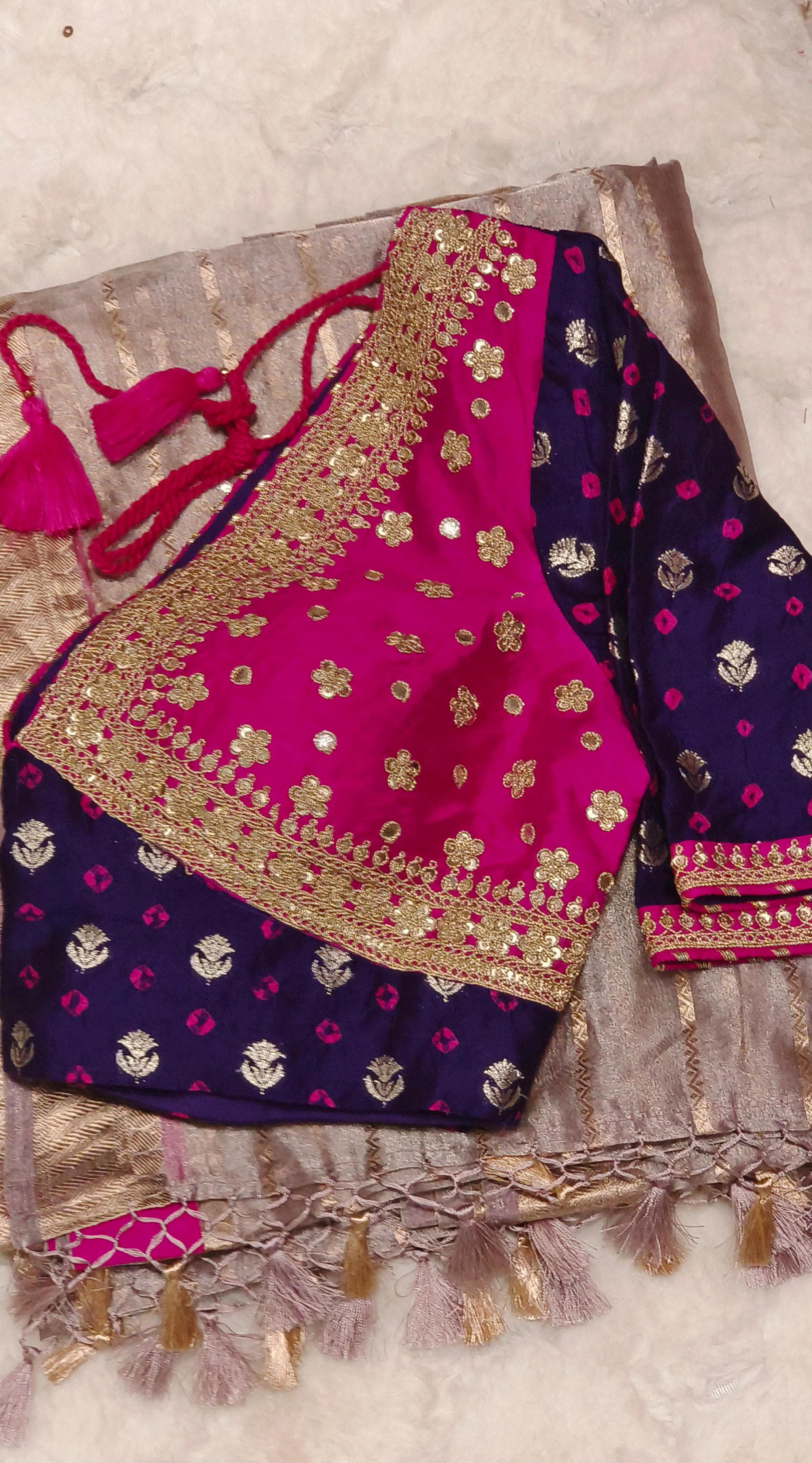 Heavy Embroidered Real Tissue Fabric Designer Saree With Stitched Padded Blouse