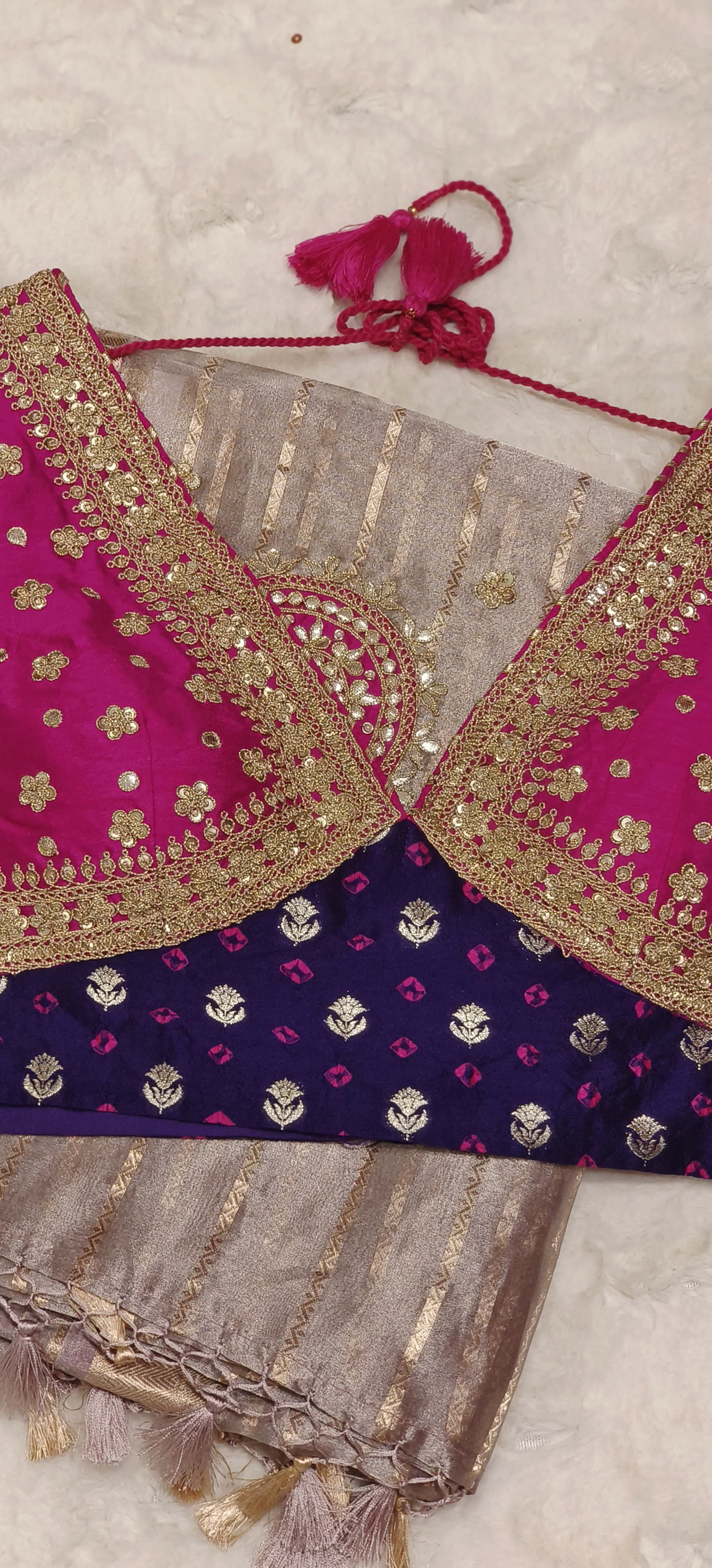 Heavy Embroidered Real Tissue Fabric Designer Saree With Stitched Padded Blouse