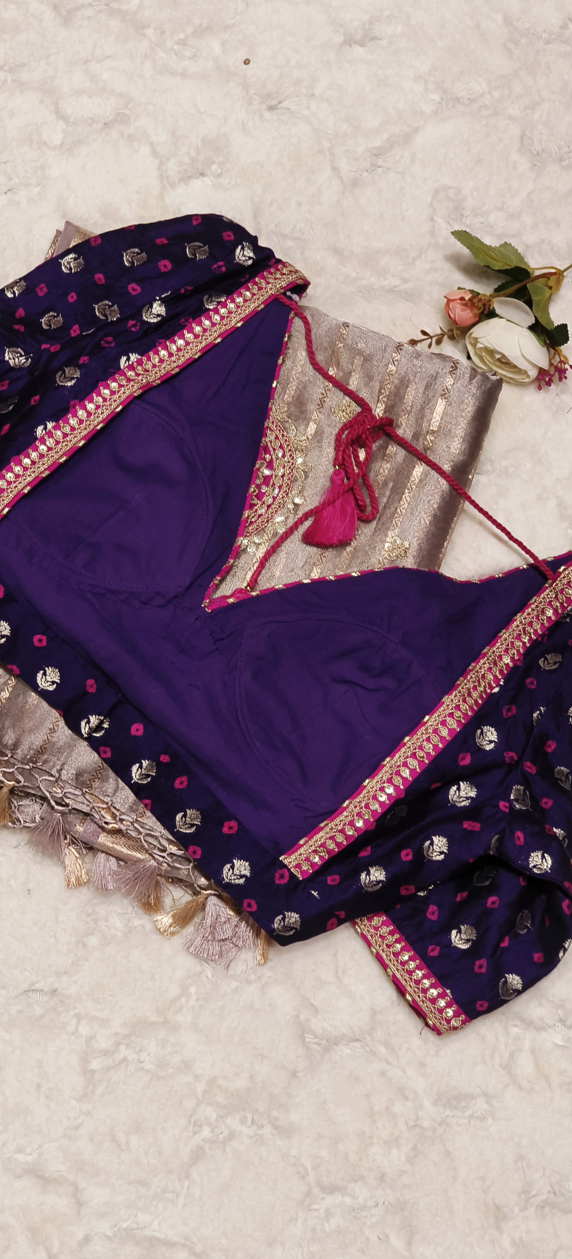 Heavy Embroidered Real Tissue Fabric Designer Saree With Stitched Padded Blouse