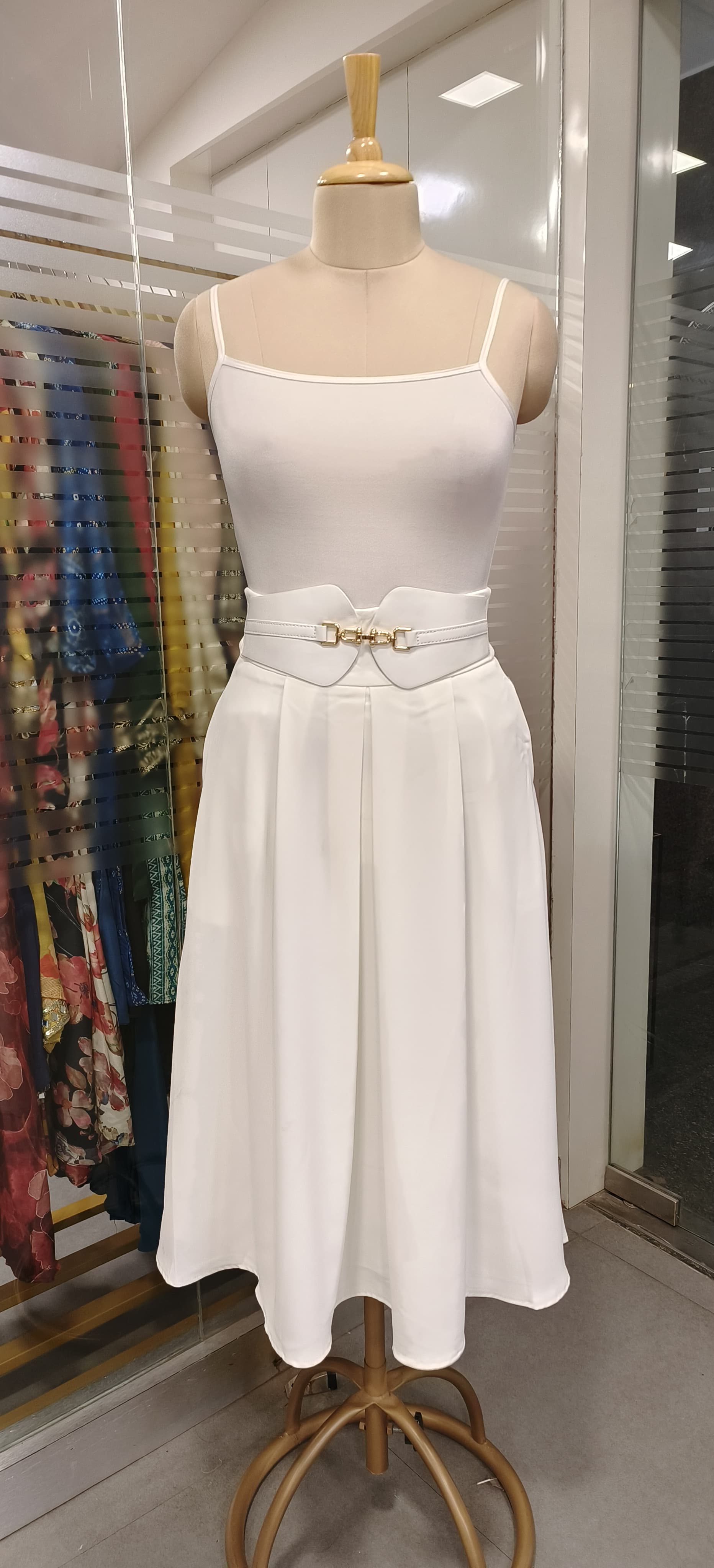 Stylish Imported Material Skirt With Show Belt