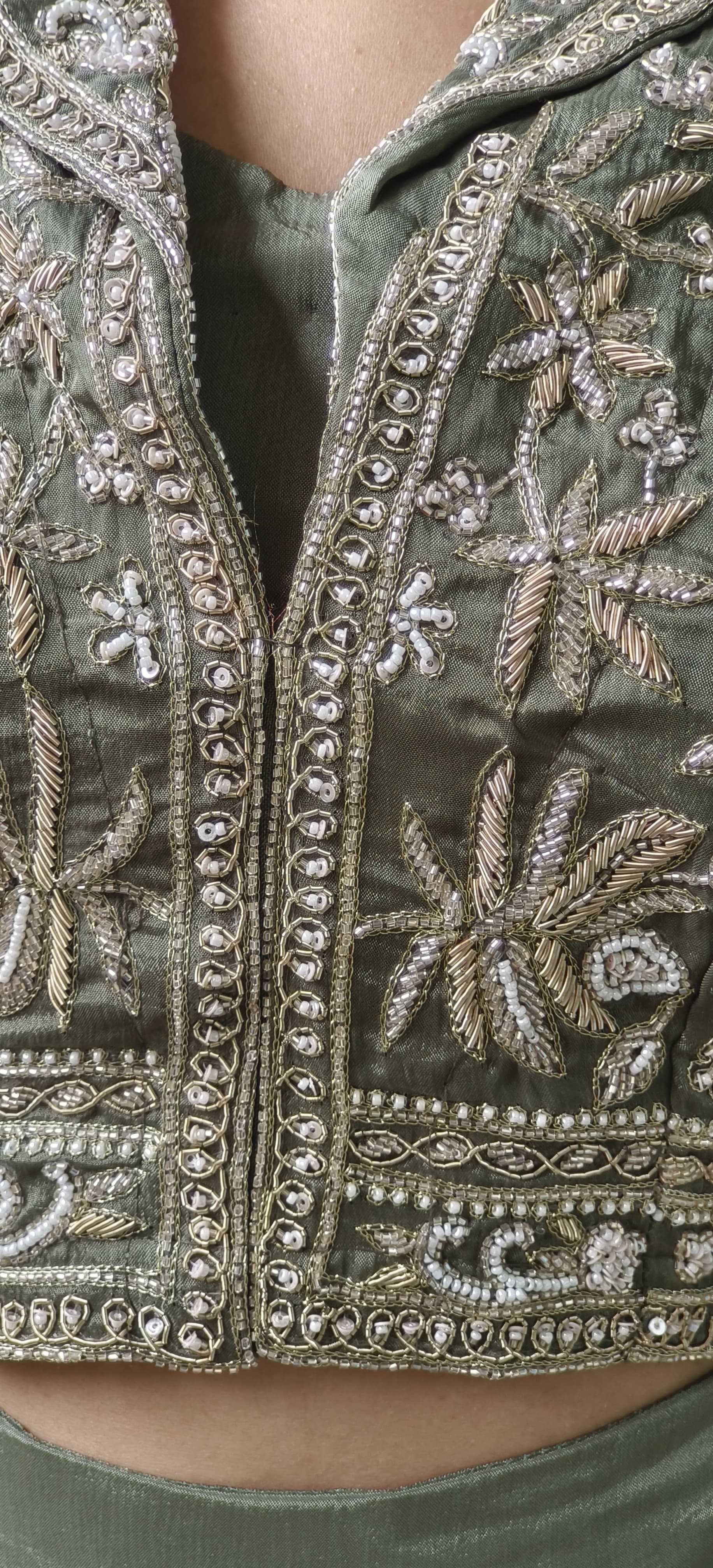 Heavy Pearl Cut Dana Embroidered Indo Western Wear Short Buster With Draped Skirt And Embroidered Jacket 09649,09650