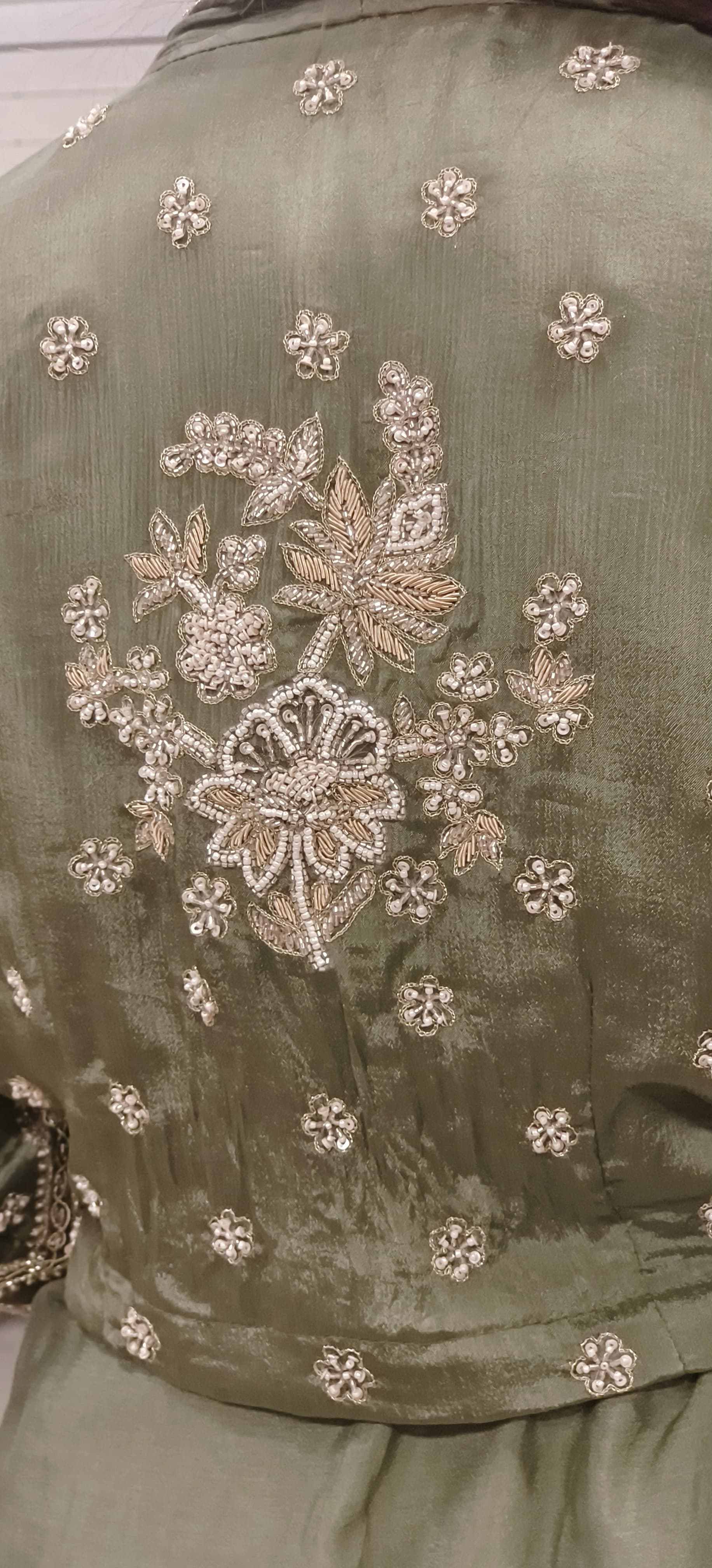 Heavy Pearl Cut Dana Embroidered Indo Western Wear Short Buster With Draped Skirt And Embroidered Jacket 09649,09650