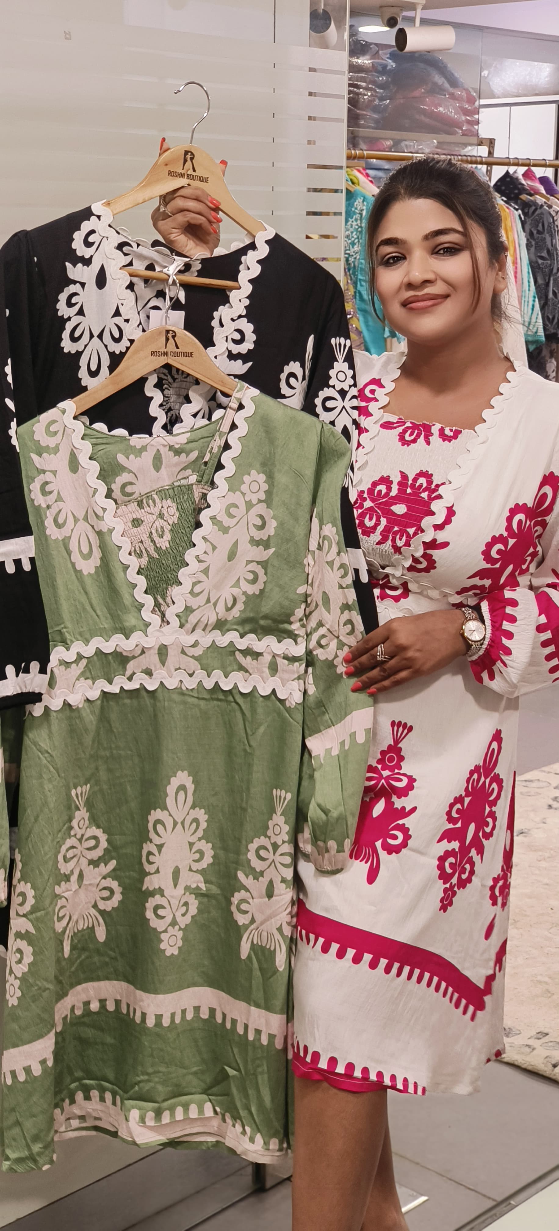 Beautiful Thread Embroidered Ankle Length Dress With Smoking Short Busters
