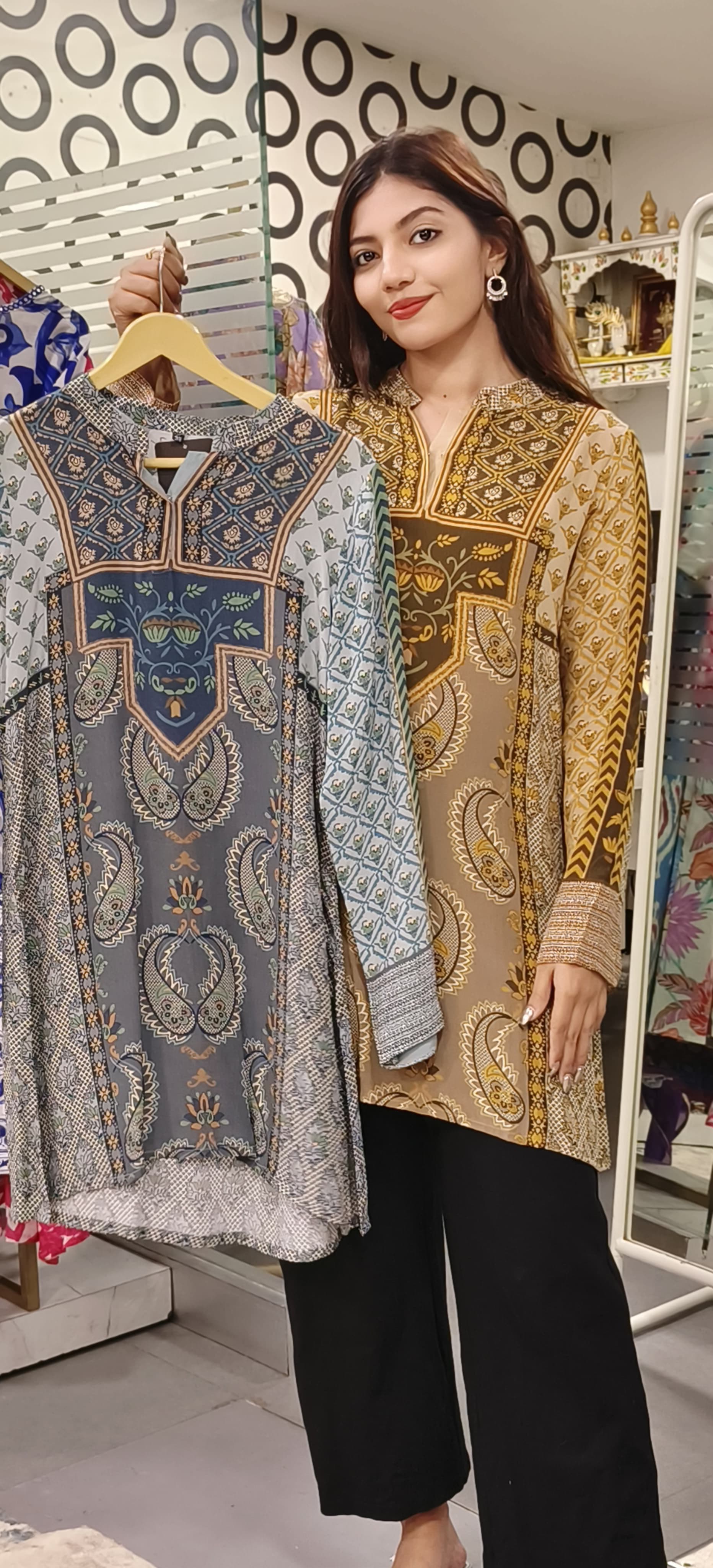 Printed Pure Crepe Only Short Kurti - 09727, 09728