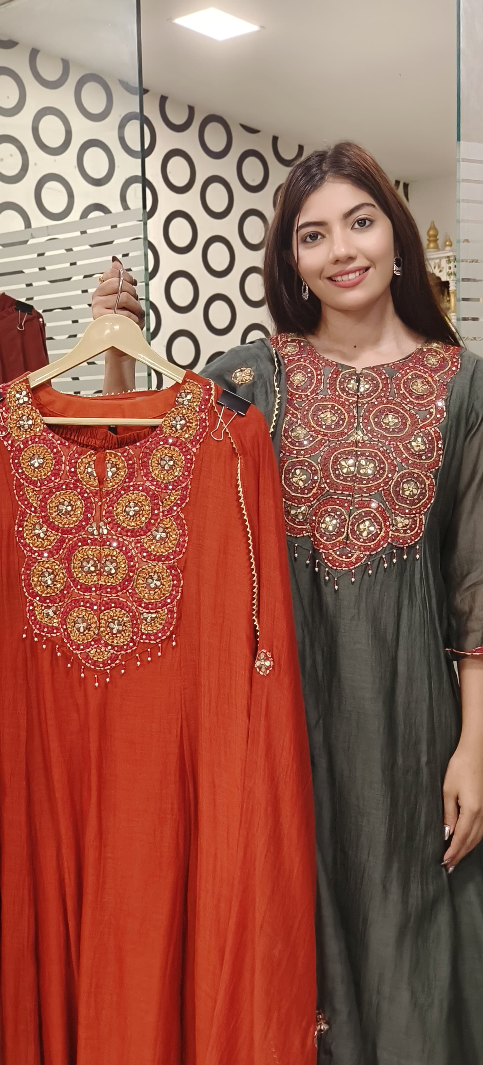 Mul Chanderi Multicolored Thread Embroidered Party Aline Kurta with Bottom and Dupatta 09631