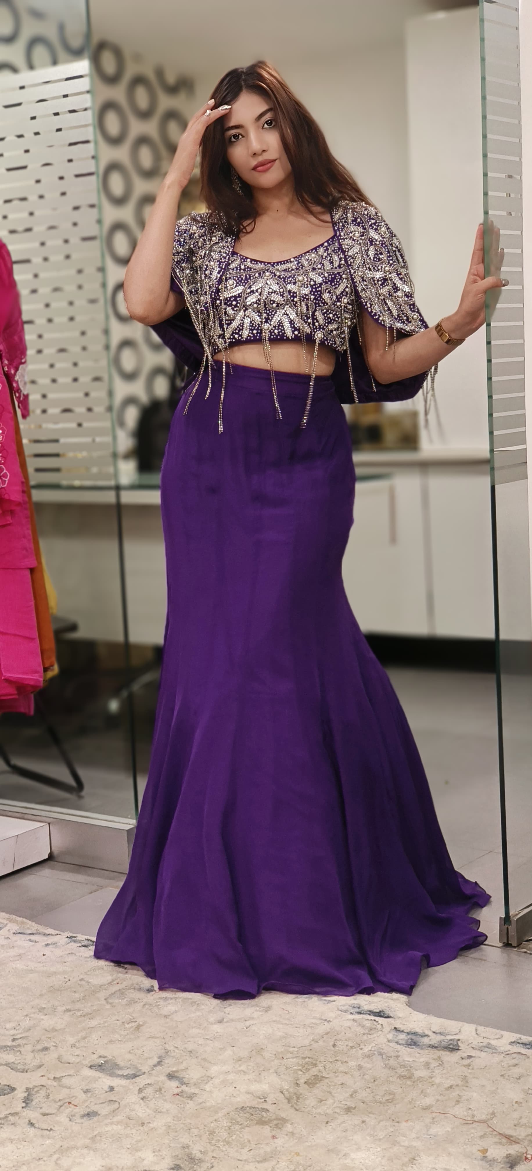 Beautiful Heavy Embroidery Shrugh And Blouse Skirt DRY WASH-DRY WASH-ONLY ON ORDERS