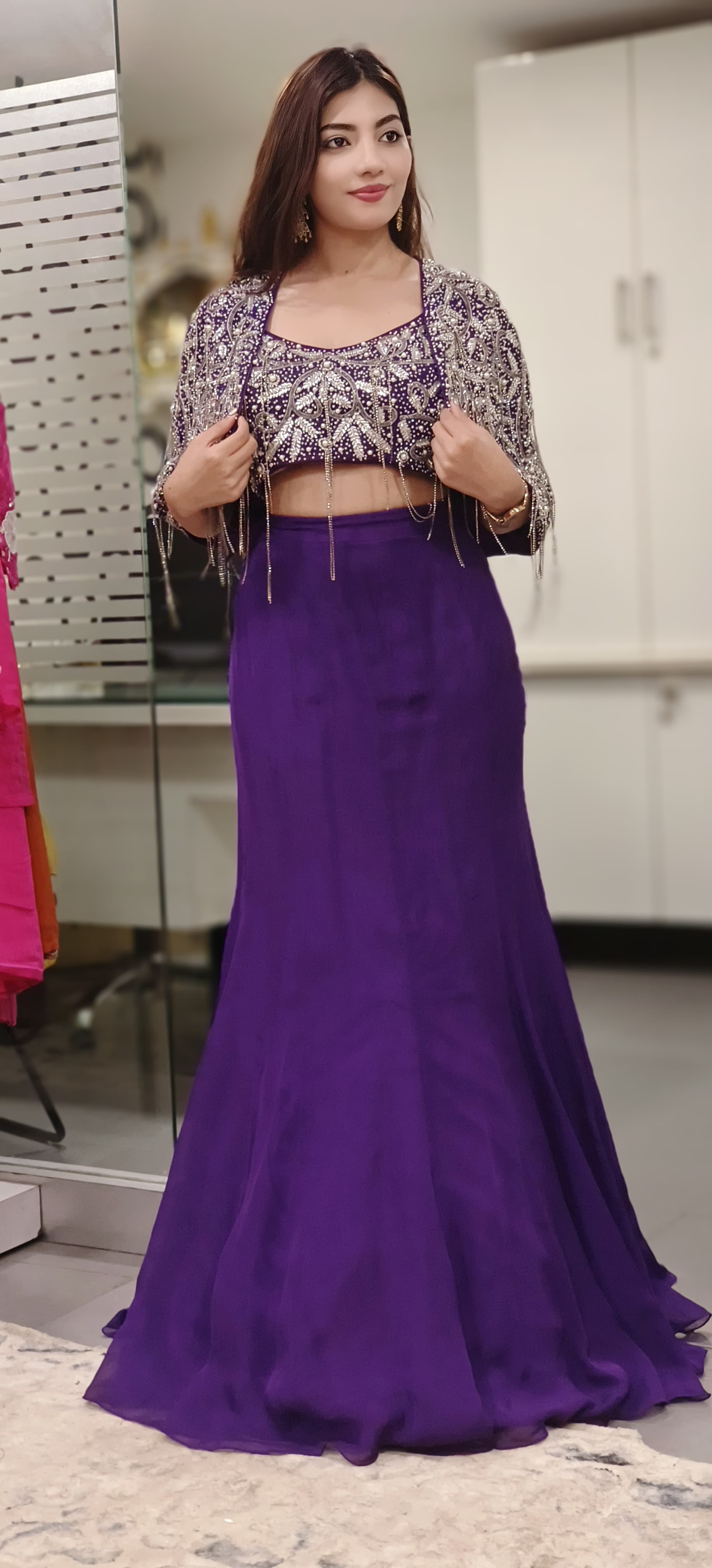 Beautiful Heavy Embroidery Shrugh And Blouse Skirt DRY WASH-DRY WASH-ONLY ON ORDERS