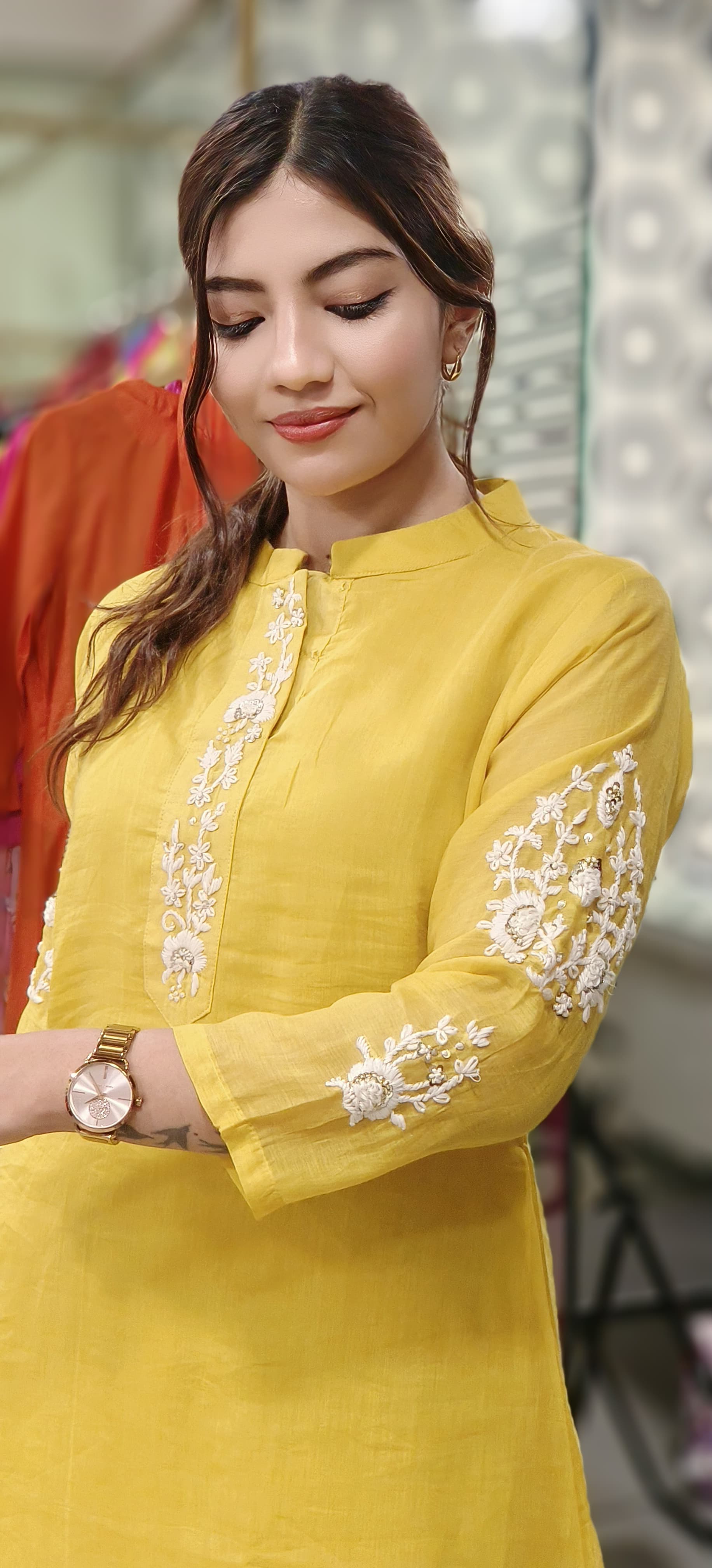 Embroidered Neck Mul Chanderi Cords Set With Pockets Lean Fit- 09887, 09886