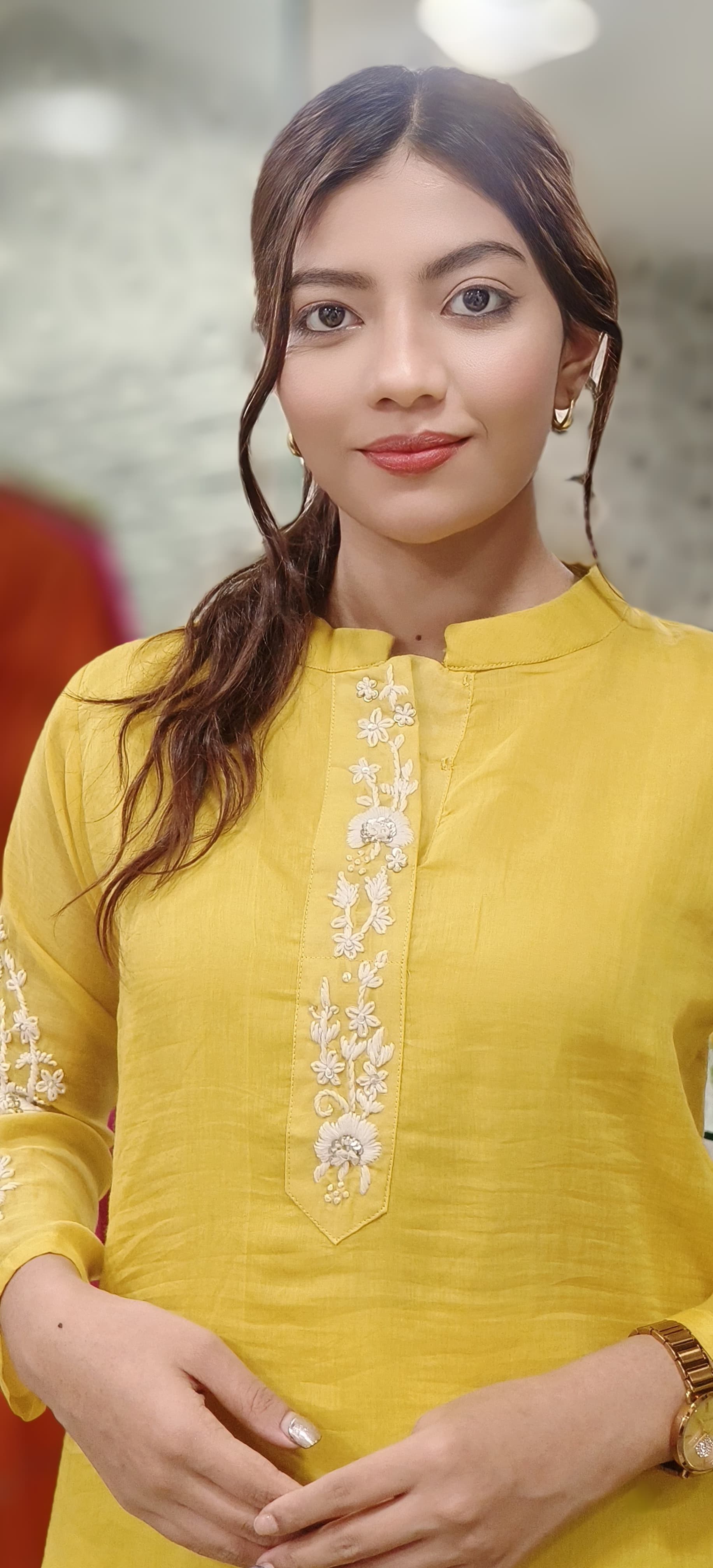 Embroidered Neck Mul Chanderi Cords Set With Pockets Lean Fit- 09887, 09886