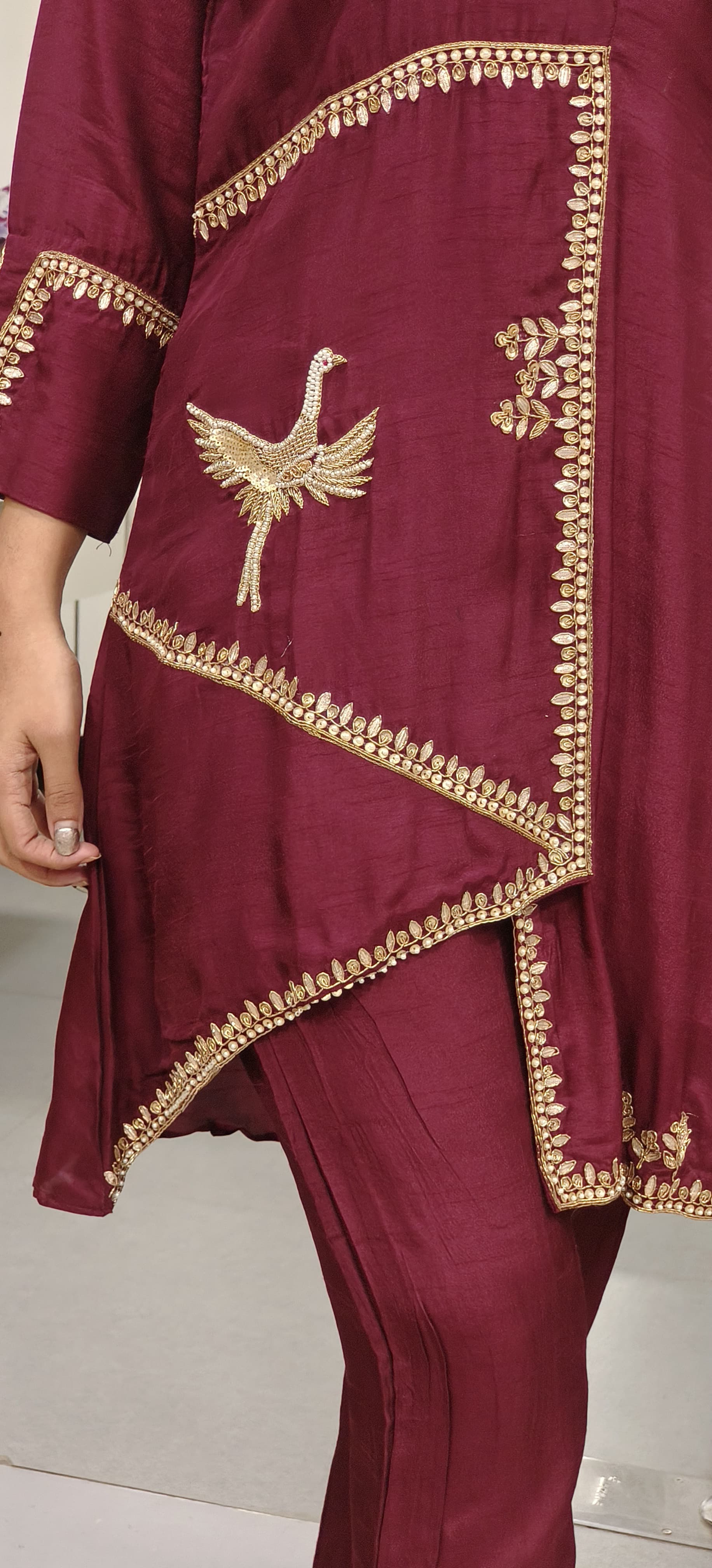 Elegant Silk Indo-Western Kurta Pant Set – A Fusion of Tradition & Contemporary Style with Intricate Embroidery 09298,09296,09297