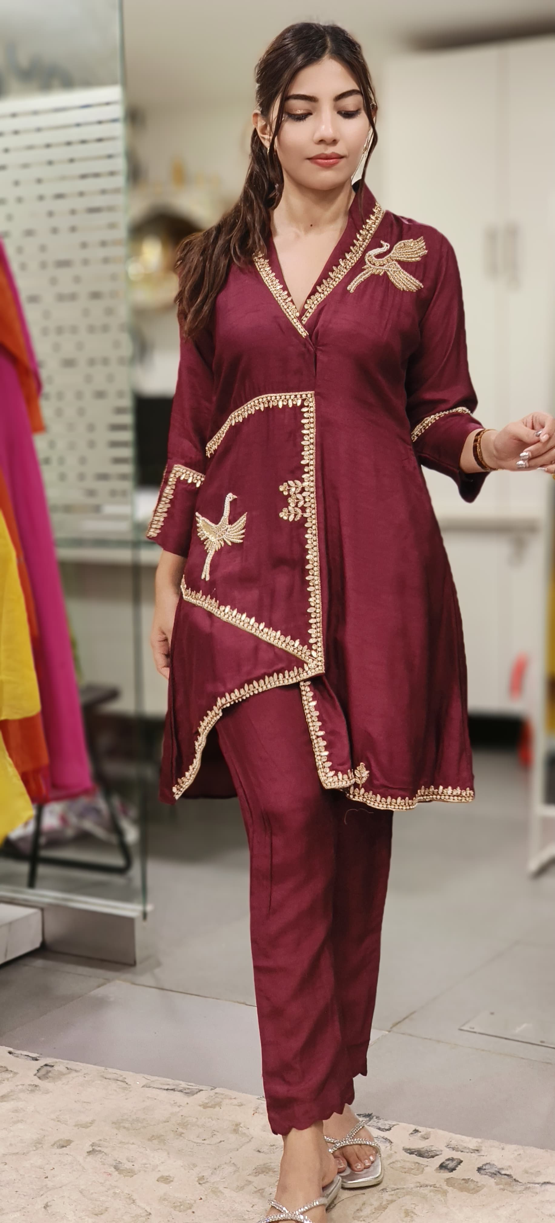 Elegant Silk Indo-Western Kurta Pant Set – A Fusion of Tradition & Contemporary Style with Intricate Embroidery 09298,09296,09297